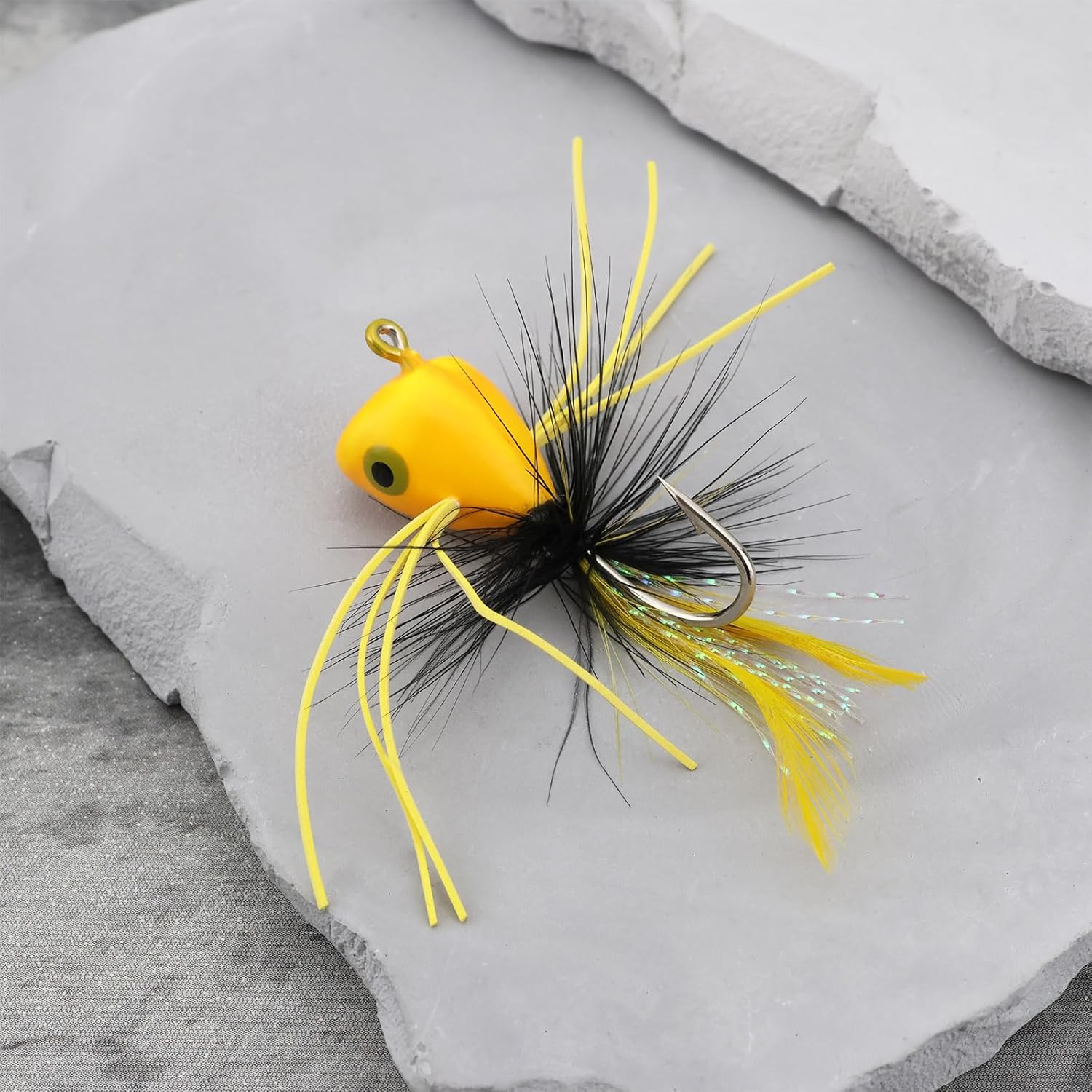 Emsea 10Pcs Fly Fishing Poppers Fly Fishing Foam Popper Flies, Size 6, White Black Red Yellow Orange - Topwater Lures for Bass, Bluegill, Trout, Panfish