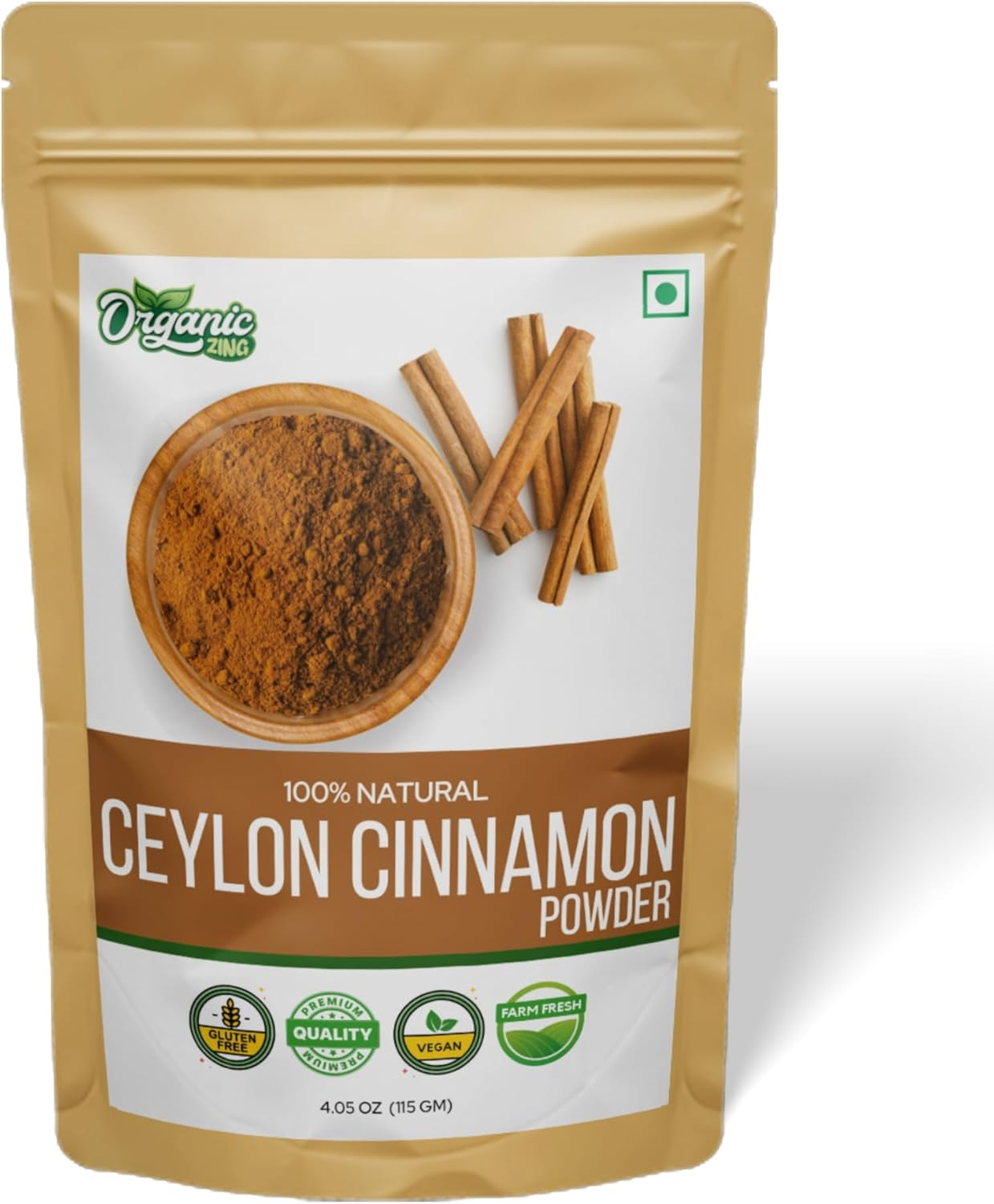 Organic Zing Cinnamon Powder - 115 G / 4 Oz (Pack of 2) | Finely Ground Spice Powder for Cooking & DIY Food Recipes image number 1