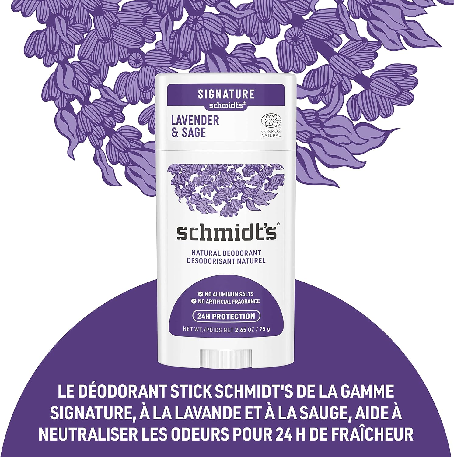 Schmidt'S Natural Deodorant Stick Lavender & Sage Deodorant without Aluminium for Long-Lasting Freshness 75 G 1 Piece image number 5