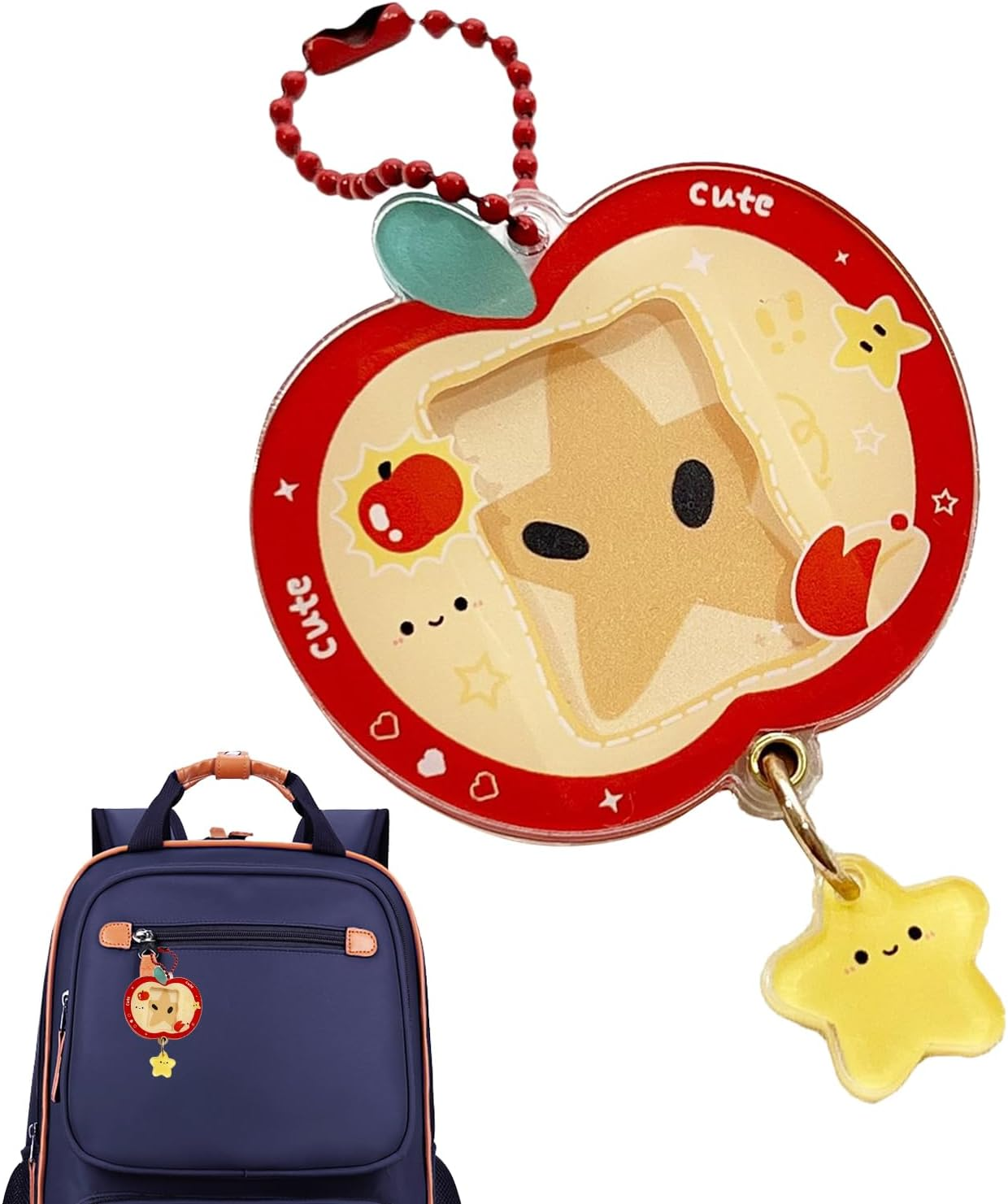 Photo Keychain - Cute Fruit Keepsake Gift - Picture Bracket for Keychain Holder - for Teens, Adults, Fans, Bags, Squirts, Backpacks, Travel, Commuting, Parties, and Concerts