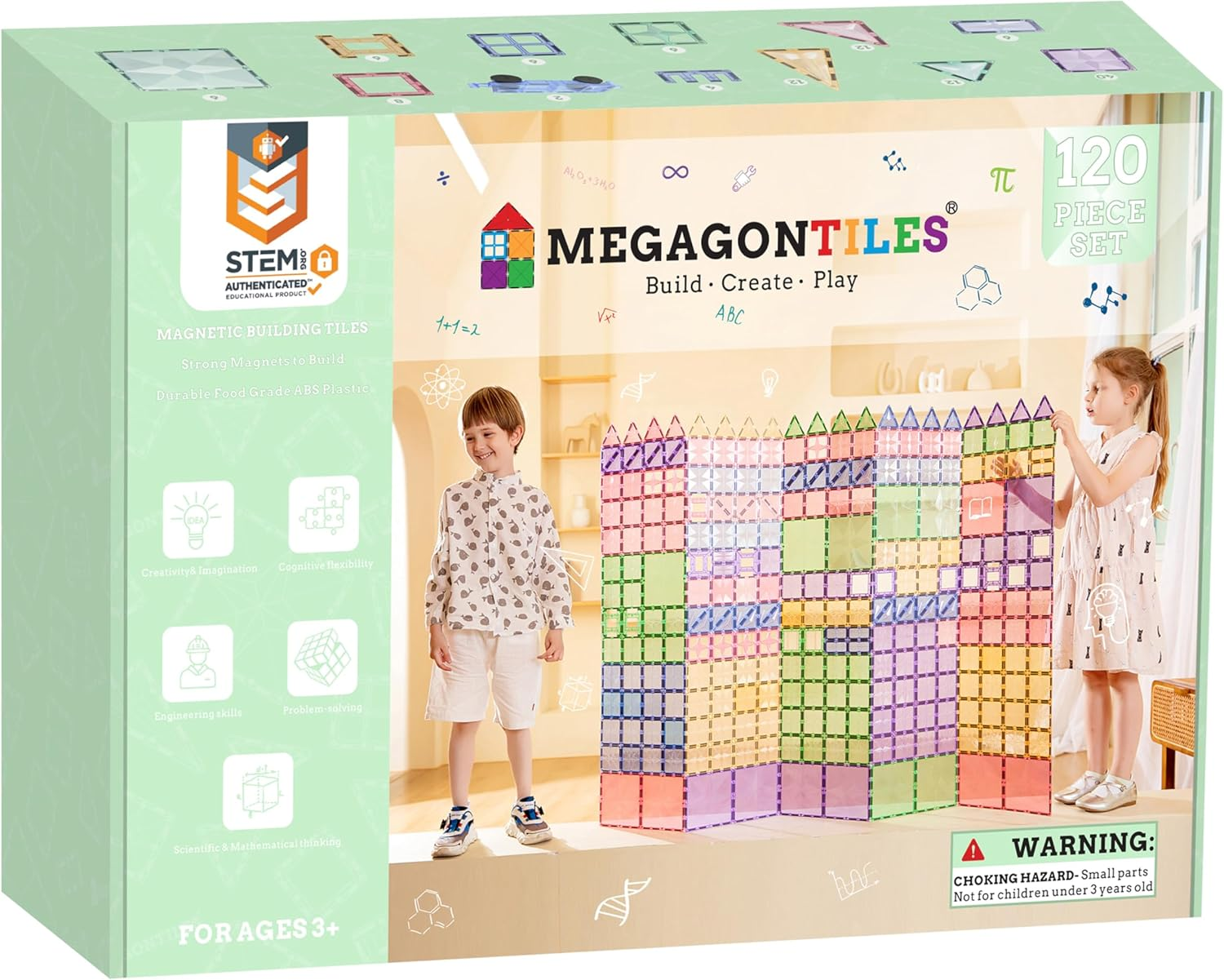 110PCS Premium Magnetic Tiles | STEM AUTHENTICATED | Magnetic Blocks | Magnetic Toys | Magnetic Building Blocks|Toddler Boys Girls 3-10 Year Old | Idea Books & Storage Bag