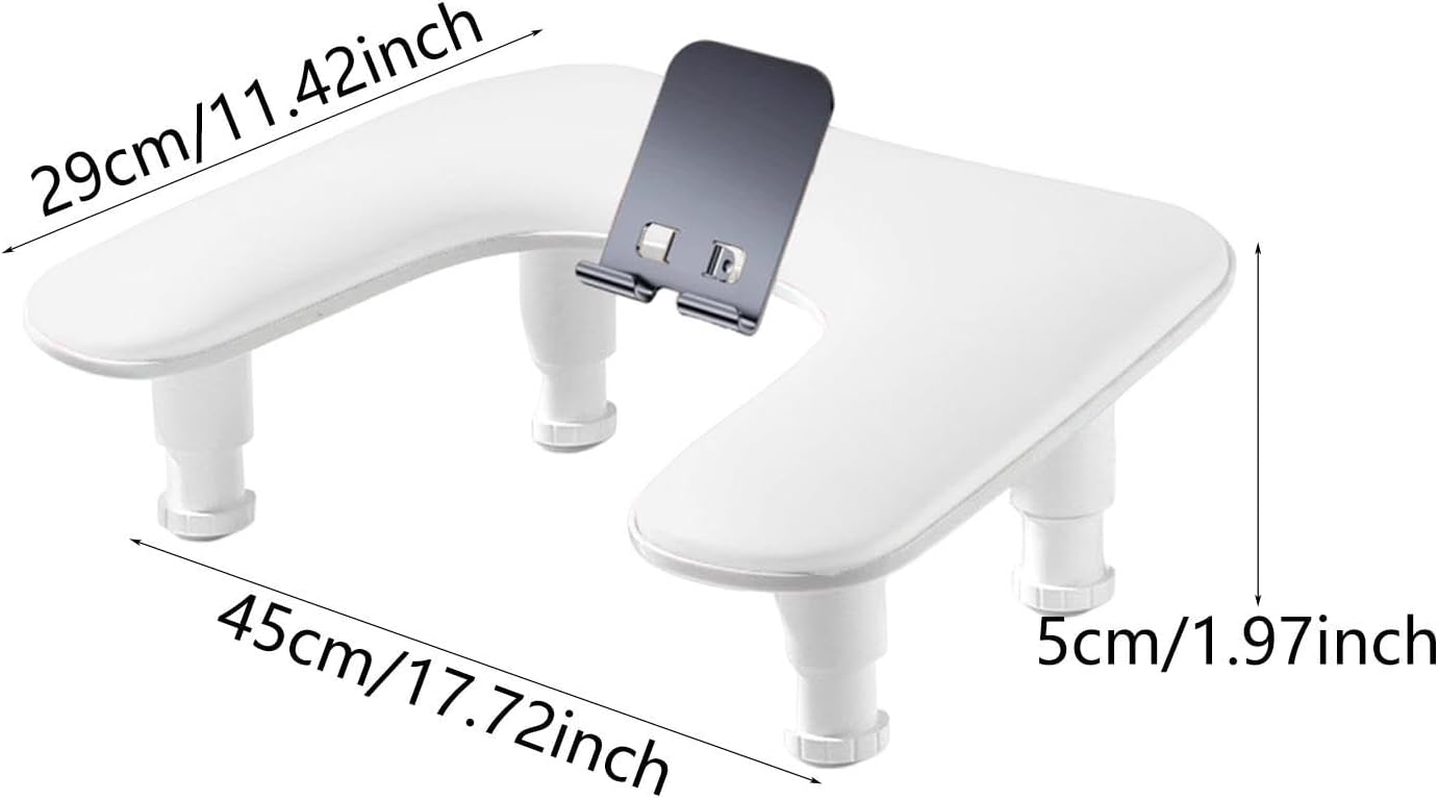 Perfeclan Nail Arm Rest Adjustable Height Premium Hand Cushion Durability Manicure Tool U Shaped with Phone Holder Nail Hand Rest Stand, White - Pink image number 6