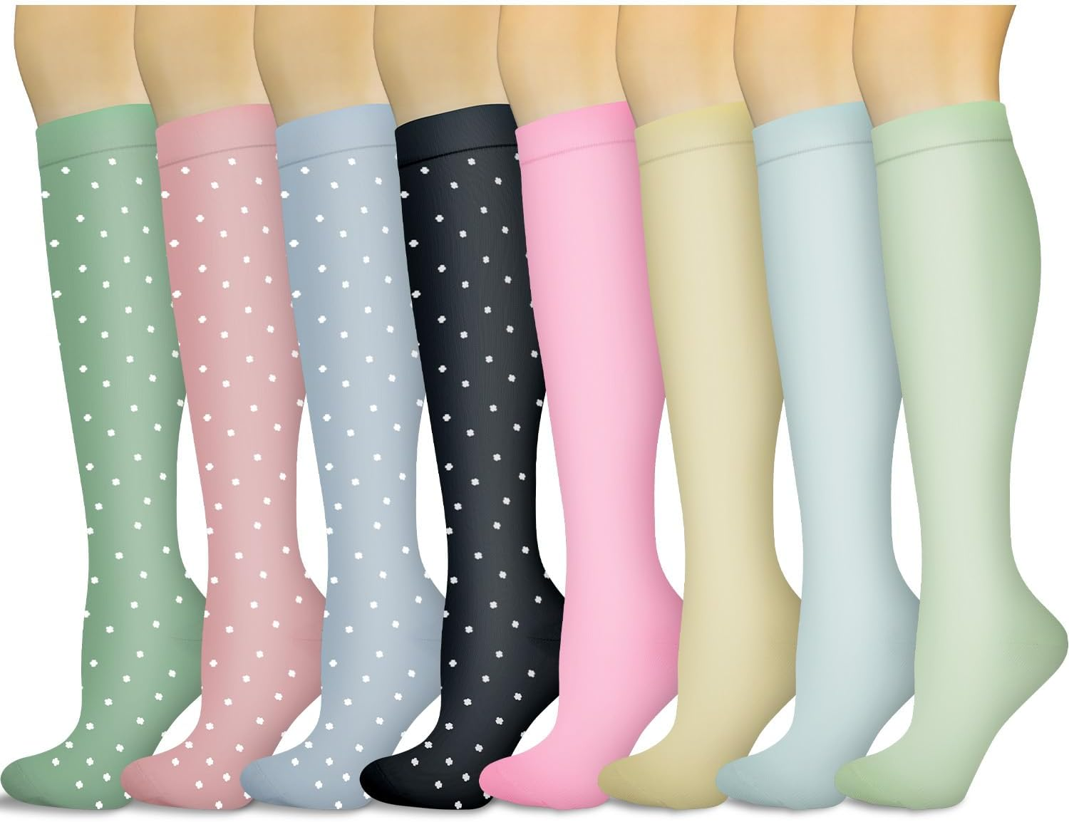 8 Pairs Compression Socks for Women & Men 15-20 Mmhg Compression Stockings for Blood Circulation,Support Socks for Running,Nurses,Athletic,Hiking,Flight,Travel,Pregnancy image number 3
