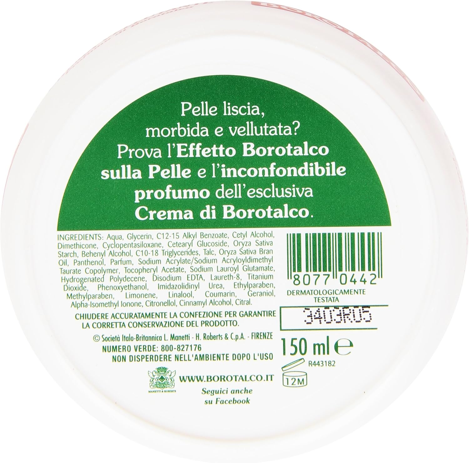 Borotalco Manetti & Roberts: Scented Smoothing Cream 150Ml 5.07Fl.Oz [ Italian Import ]