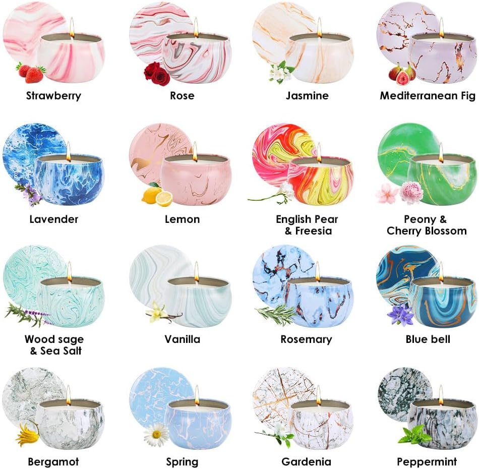 WOTOW Scented Candles Gift Set,16 Pack 79G Relaxing Aromatherapy Scented Candles Clearance, Travel Tin Stress Relief Candles for Home Scented, Women, Mother&rsquo;S Day, Christmas image number 2