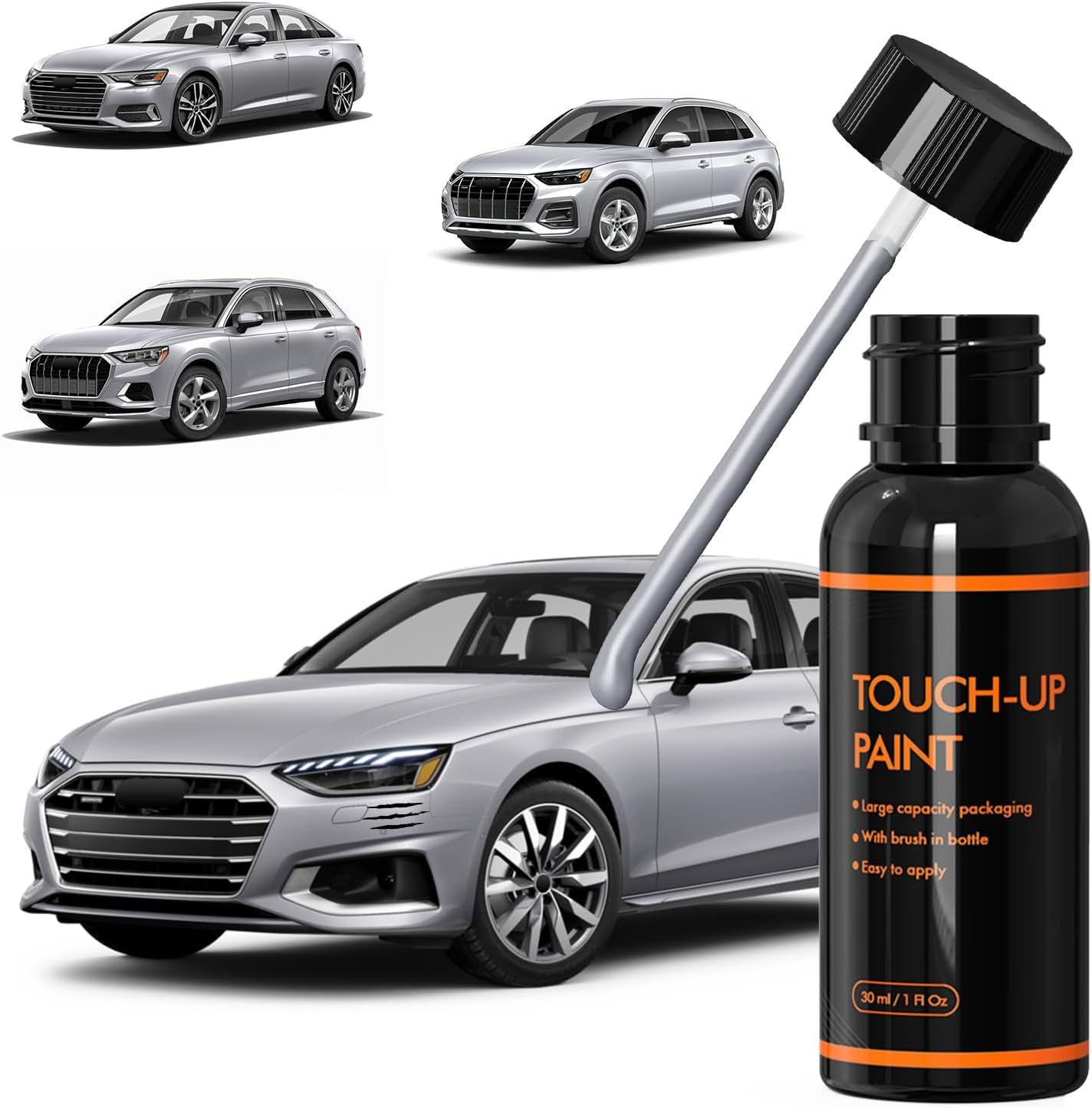 LZ7G Florett Silver Touch up Paint for Audi, DIY Car Paint Scratch Repair Kit, Automotive Paints, Quick & Easy Fix Scratch Repair for Q1/Q3/Q5/Q7/Q8/A1/A3/A4/A5/A6/A7/A8 image number 3