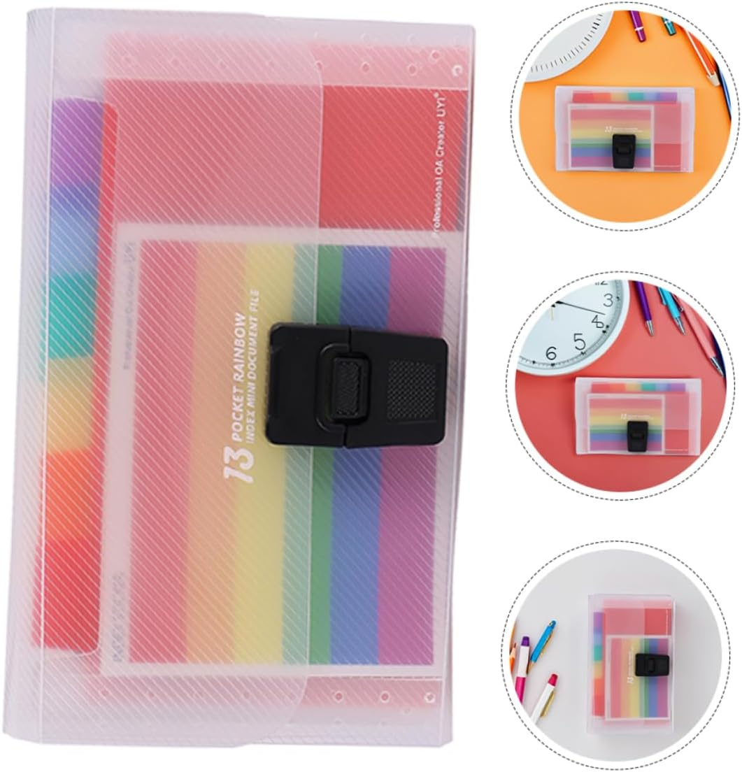 CLISPEED 3Pcs Accordion File Storage Bag Expanding Folder Plastic Document Holder for Receipts Office Stationery image number 2