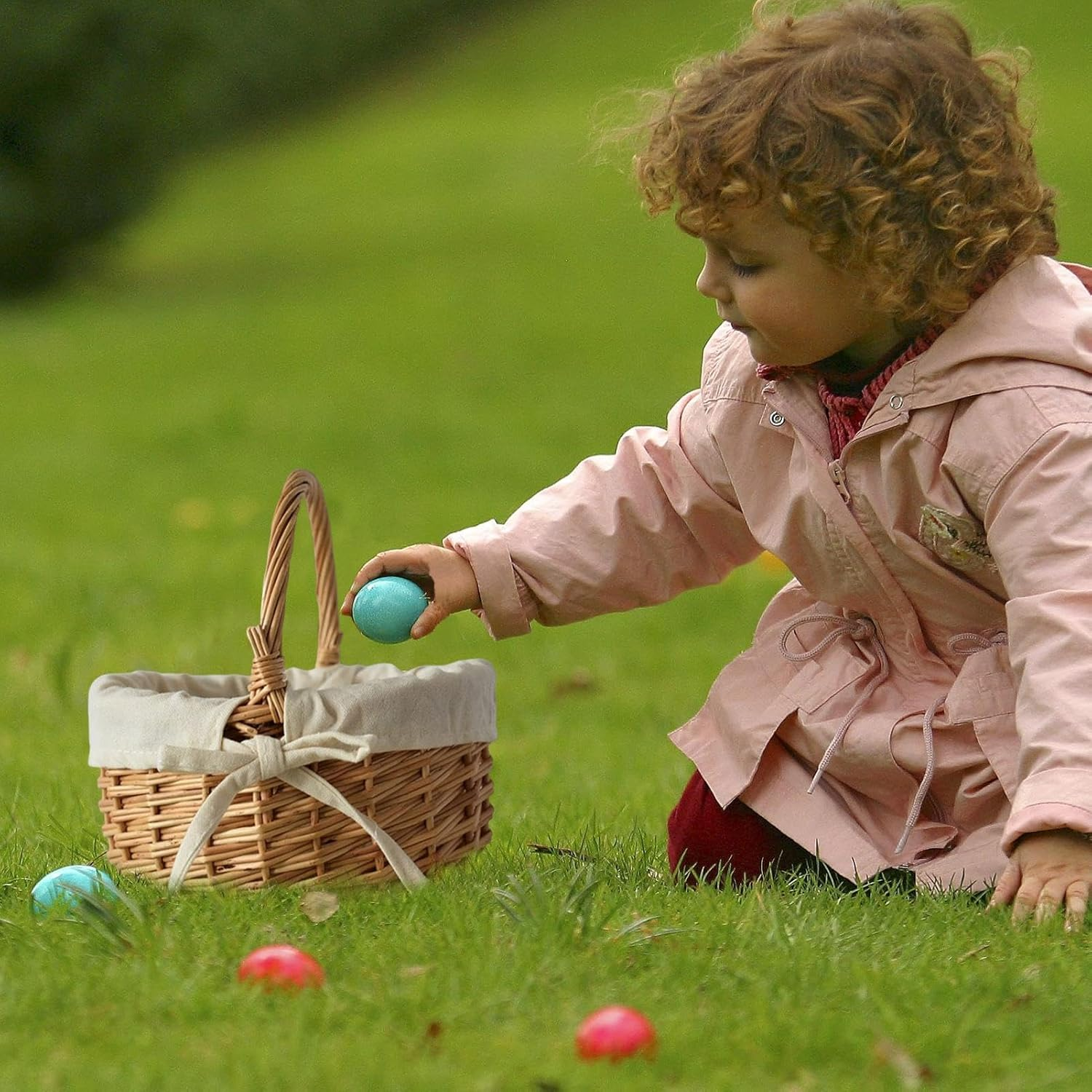 Woven Flower Basket, Wicker Baskets with Handle and Bow, Easter Decorative Storage, Cloth-Lined Basket for Fruit, Candy, Egg Gathering, Flower Cookie Candy, for Wedding Partys Home Garden Decor image number 6