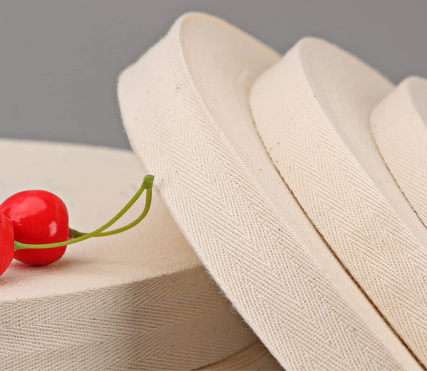 3/4 Inch Cotton Twill Tape Ribbon 55 Yard, Soft Natural Webbing Tape Roll Herringbone Bias Tape for Sewing DIY Crafts Home Decor, Beige image number 1