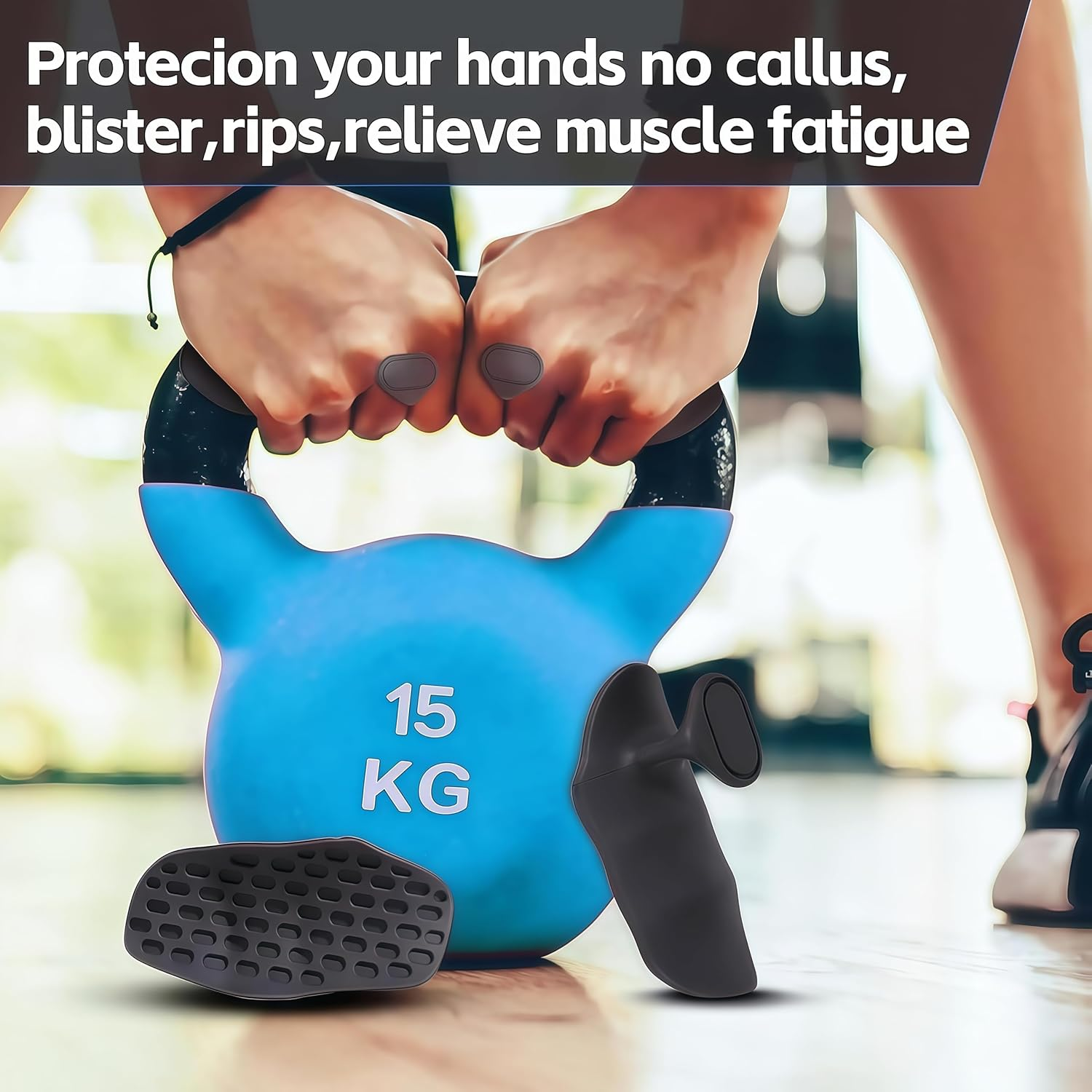 Rubber Gym Grips Fingerless Workout Grips - Ergonomic Rubber Hand Protector Gloves for Weight Lifting, Pull-Ups, Gym Training and Exercise, for Men and Women - Pink Pair image number 4