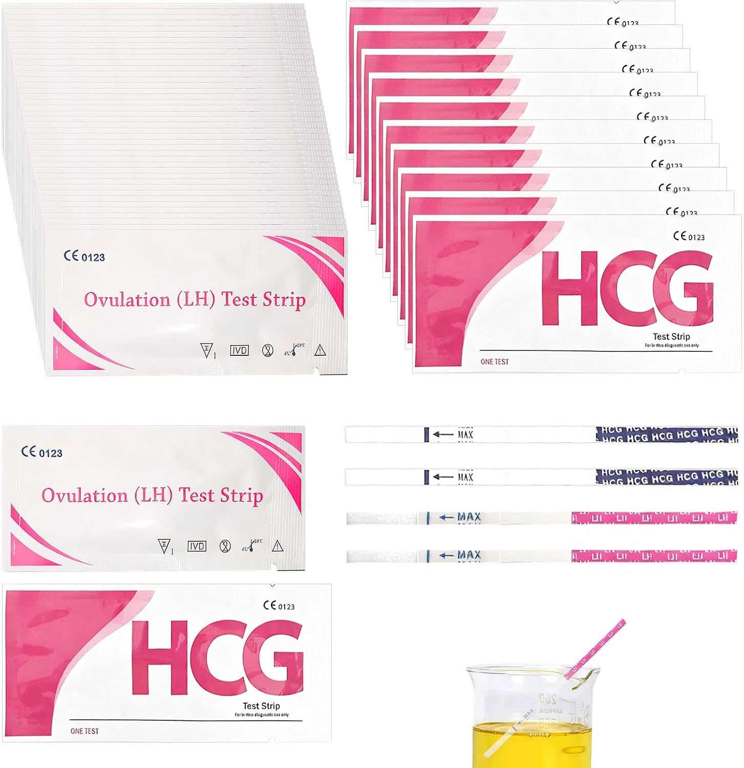 Pregnancy Test Strips, Ovulation Test Strips, Easy at Home Ovulation Strips, 40 LH + 10 HCG Fertility Tests, Ovulation and Pregnancy Test Strip, Early Detection Hygienic Home Testing Combo Kit image number 4