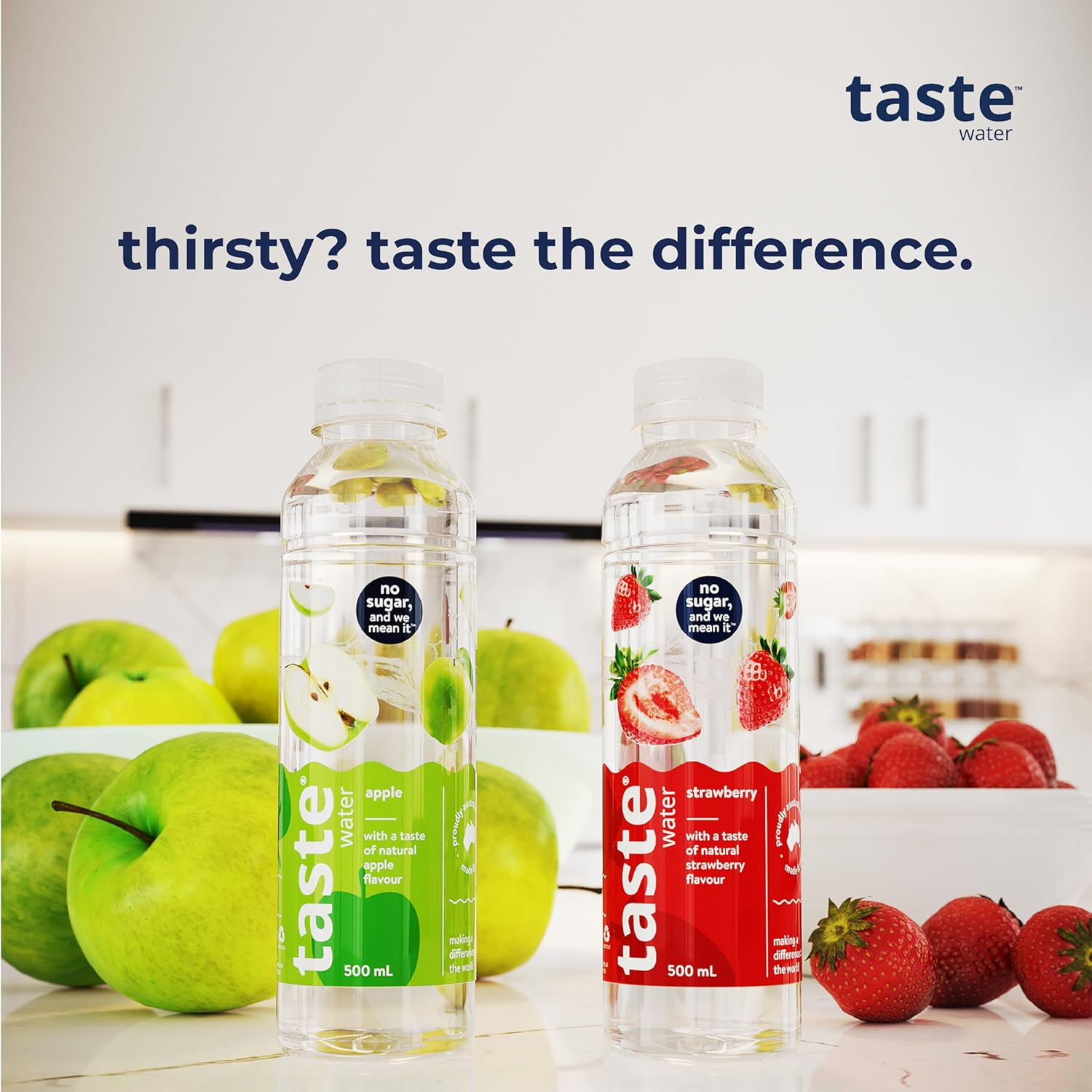 Taste Water Natural Apple Flavour, Fruit-Infused Water for a Healthy Lifestyle, Zero-Calorie Hydration, Zero Sugar, No Preservatives, No Sweeteners, 12 X 500Ml image number 2