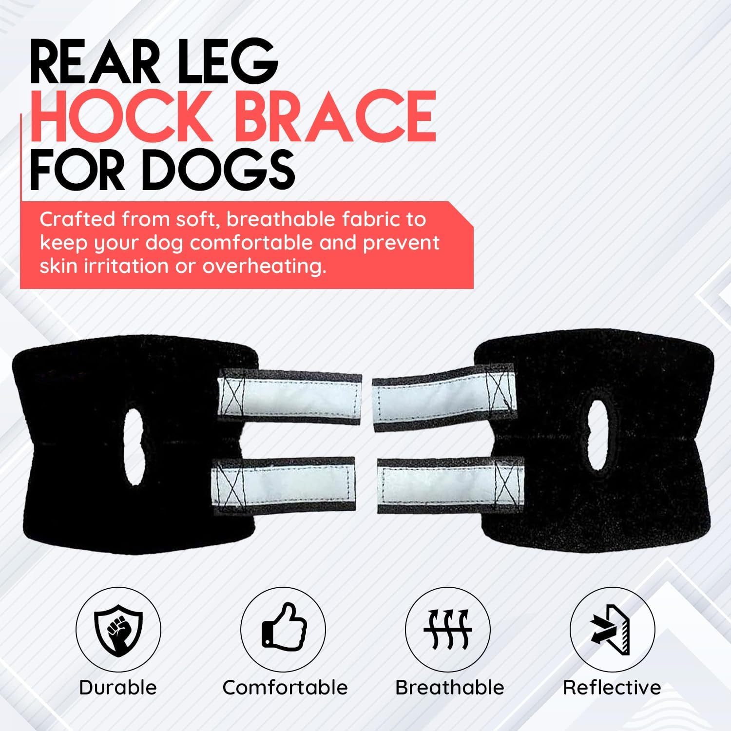Dog Rear Leg Braces [Pair] Wraps with Safety Reflective Straps for Joint Injury and Sprain Protection, Wound Healing, Arthritis Pain Relief and Increased Stability for Large Dogs &ndash; Adjustable (XS) image number 1