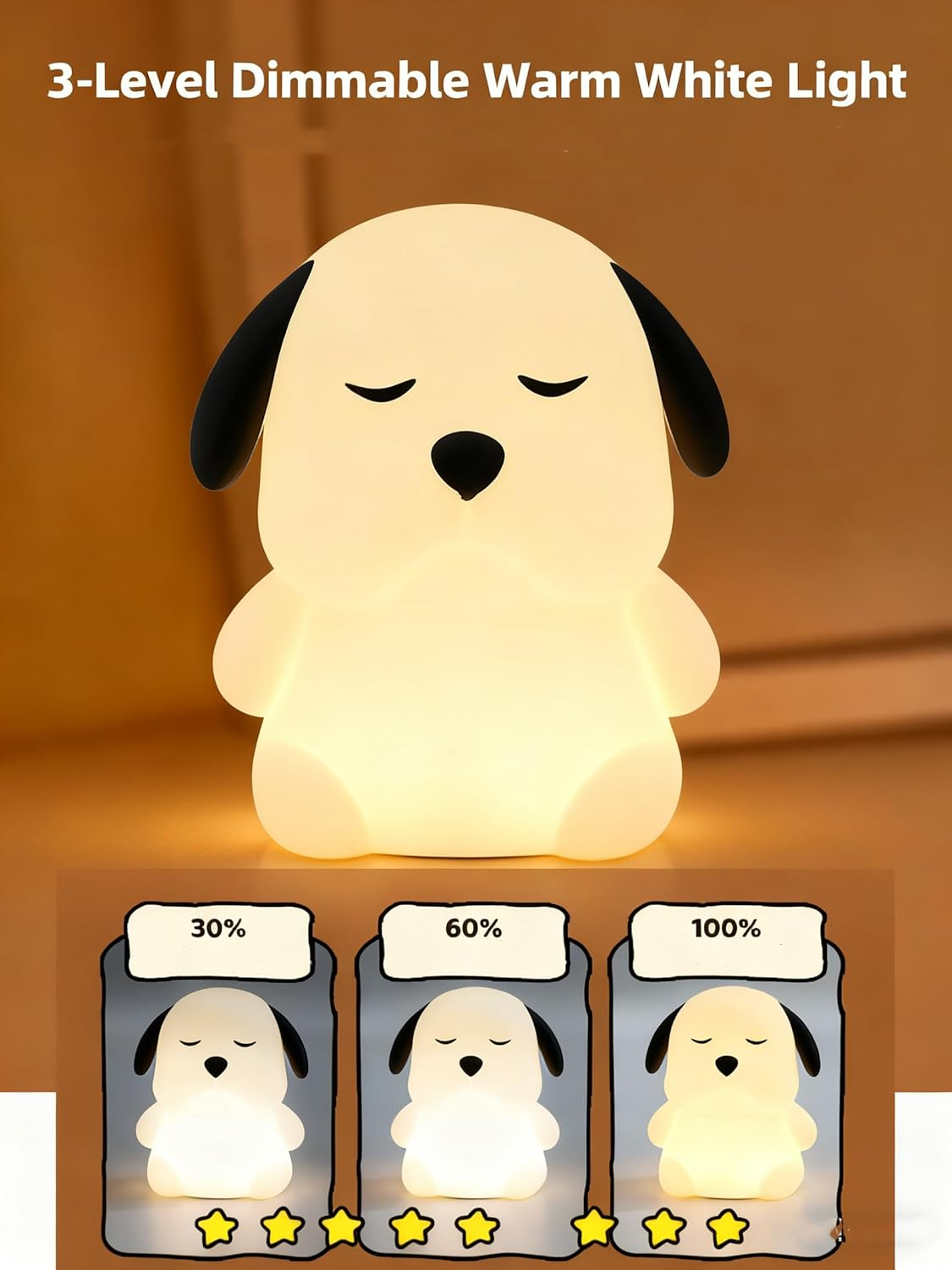 Dog Night Light, Cute Animal Soft Silicone LED Touch Lamp with Dimmable and Timer, Portable Rechargeable Nursery Toddler Feeding Room Bedside Decor Best Birthday Gifts for Baby Girls Boys Women image number 1
