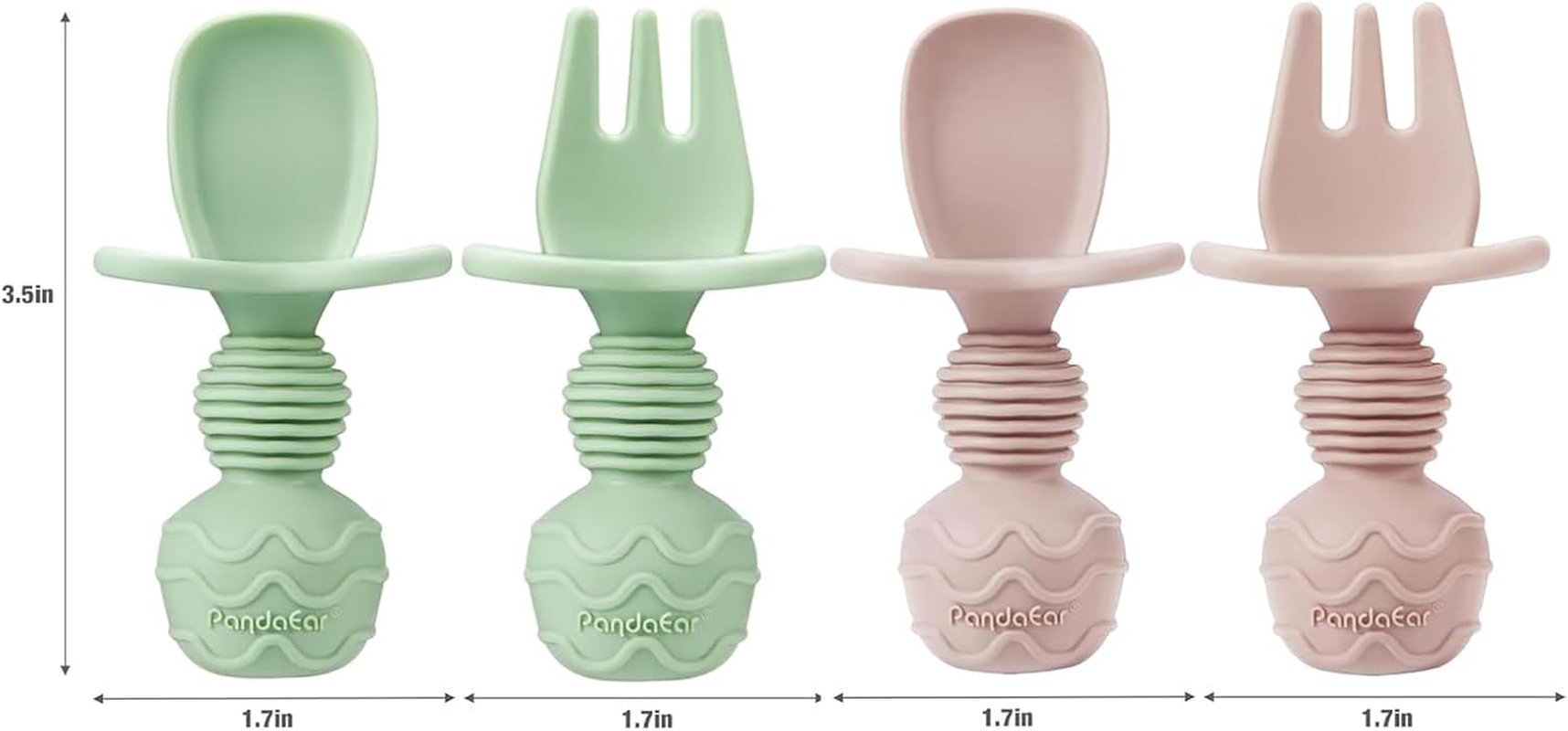 Pandaear 2 Pack Stainless Steel Toddler Bowls with Suction and 2 Spoons 2 Forks, Pink Green image number 6