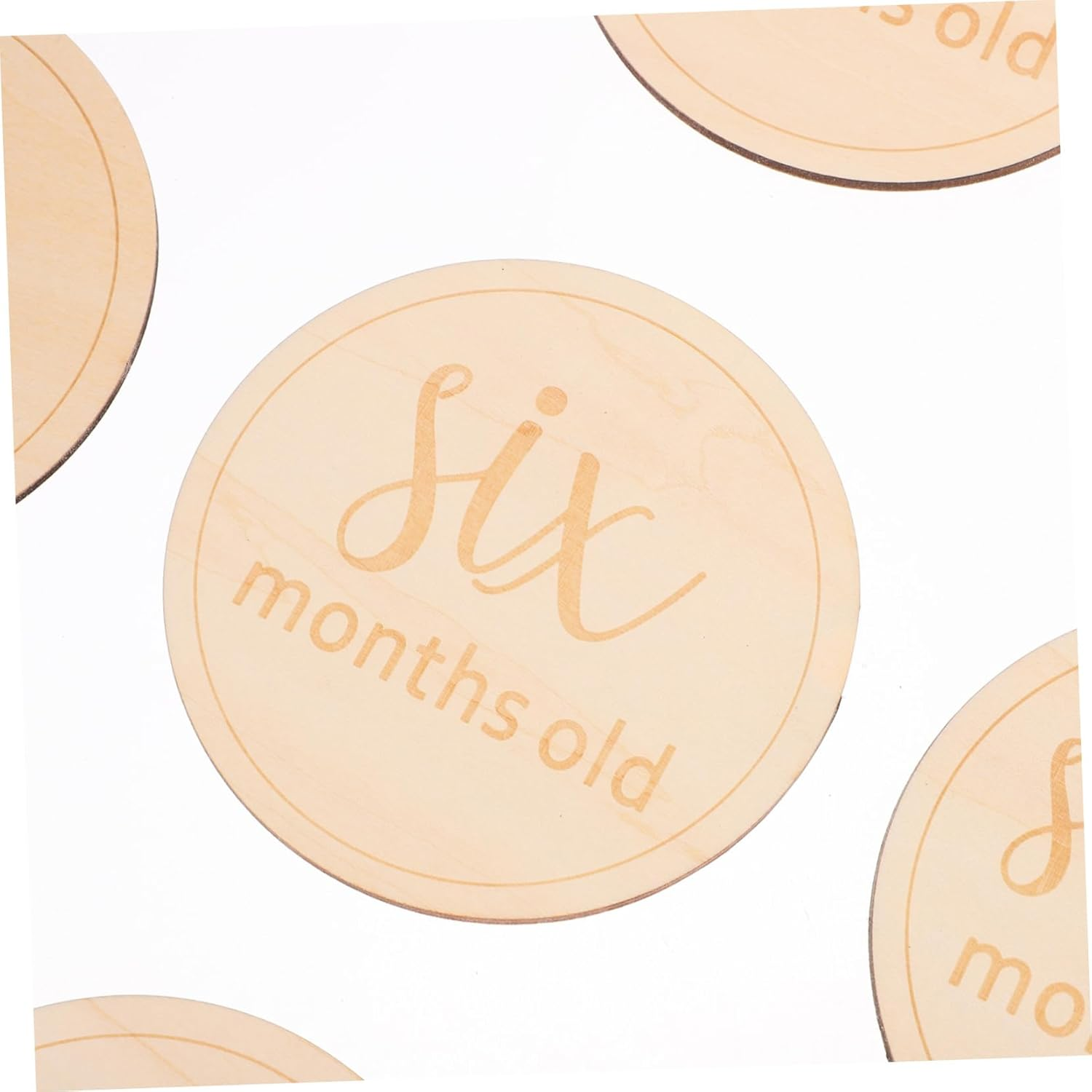 Minkissy 12Pcs Wooden Monthly Milestone Cards round Milestone Discs for Newborns for Photoshoots image number 2