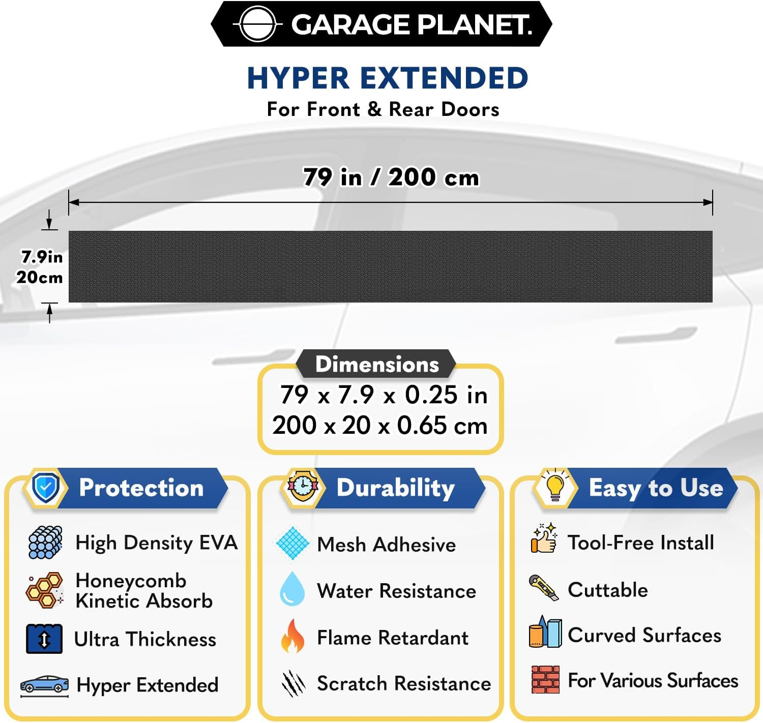 Garage Planet H1 Garage Wall Protector Car Door Wall Protector, Tool-Free, Designed in Australia (Black) image number 3