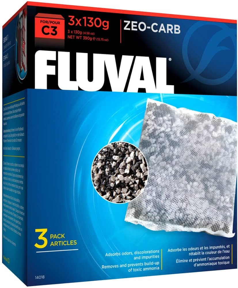 Fluval C3 Zeo-Carb, Replacement Aquarium Filter Media, 3 Count (Pack of 1), 14018, White image number 3
