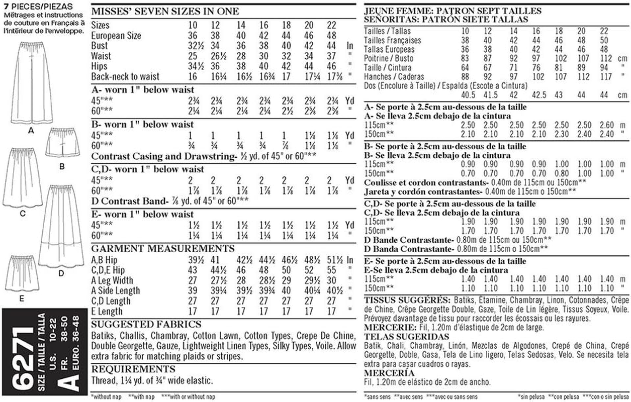 Newlook 6271 Misses' Sewing Pattern Skirt in Three Lengths and Pants or Shorts, Size 10-12-14-16-18-22 image number 1