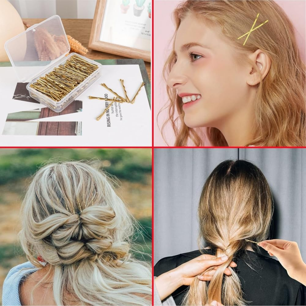 5.5 CM Golden Hair Clips, Medium-Sized Wavy Clip Accessories, 100 Golden Clips image number 4