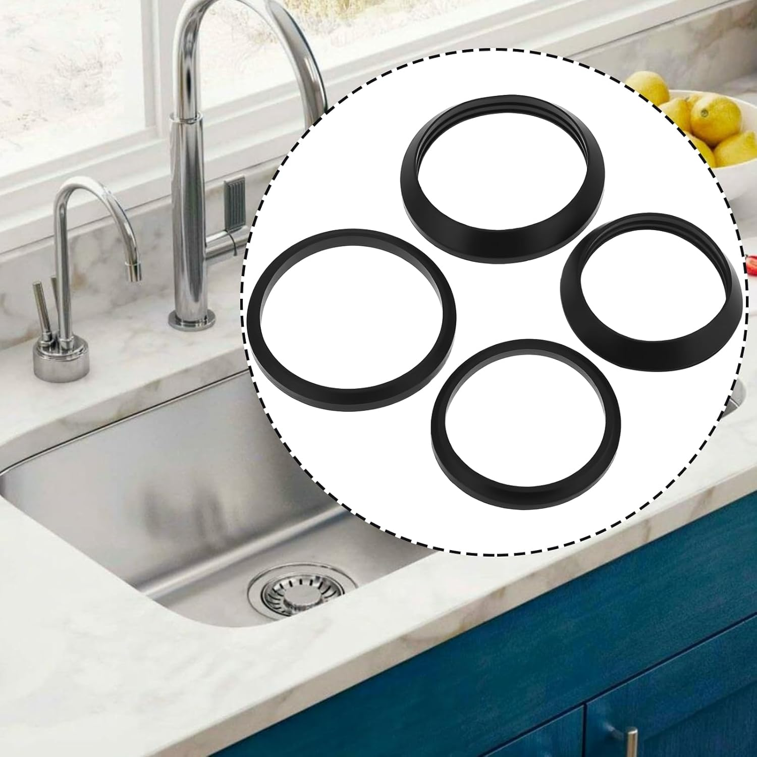 VGOL 8Pcs Trap Inlet Outlet Rubber Washer Mixed Pack,1 1/4 and 1 1/2 Washers for Basin, Bath, Kitchen Sink Plumbing Seals image number 1