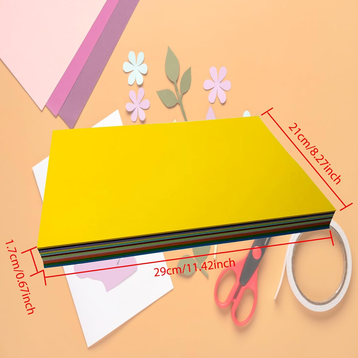 ZACHMEST Color Cardstock 60 Sheets，12 Assorted Colors 250 GSM A4 Size Card Paper 8.5" X 11, Double Sided Printing Cardstock Paper, Thick Card Stock for Making Craft Scrapbooking Party image number 2