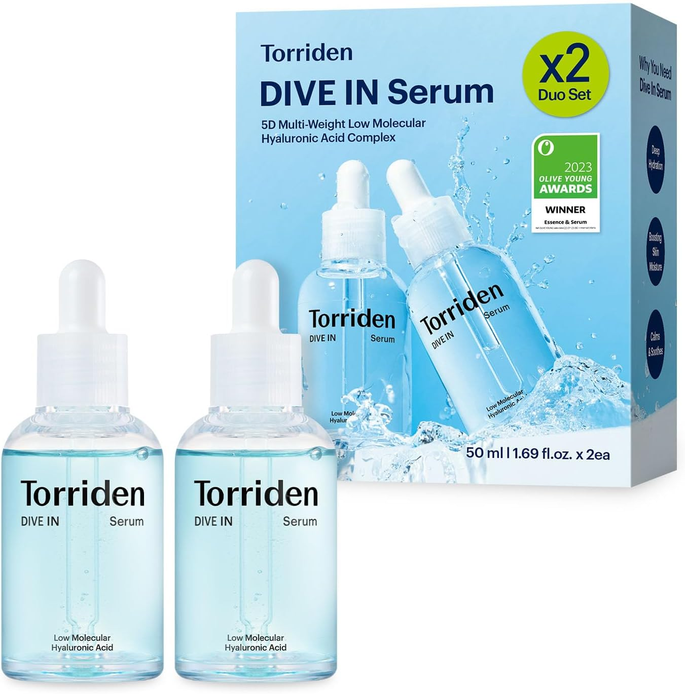 Torriden DIVE in Hyaluronic Acid Serum 50Ml (1.69 Fl.Oz.) | Deep Hydration to Get Glow Skin | Hyaluronic Acid, Panthenol, Allantoin | Korean Facial Serum