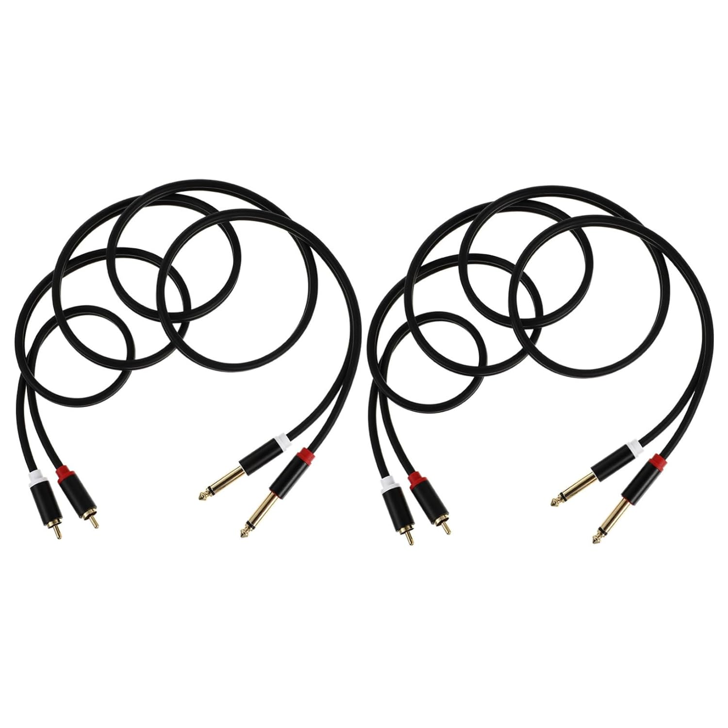 MERRYHAPY 2Pcs Audio Cable Black RCA to Dual Connector for Amplifier Mixer Audio Equipment Wire for Recorder Home Studio Use image number 6