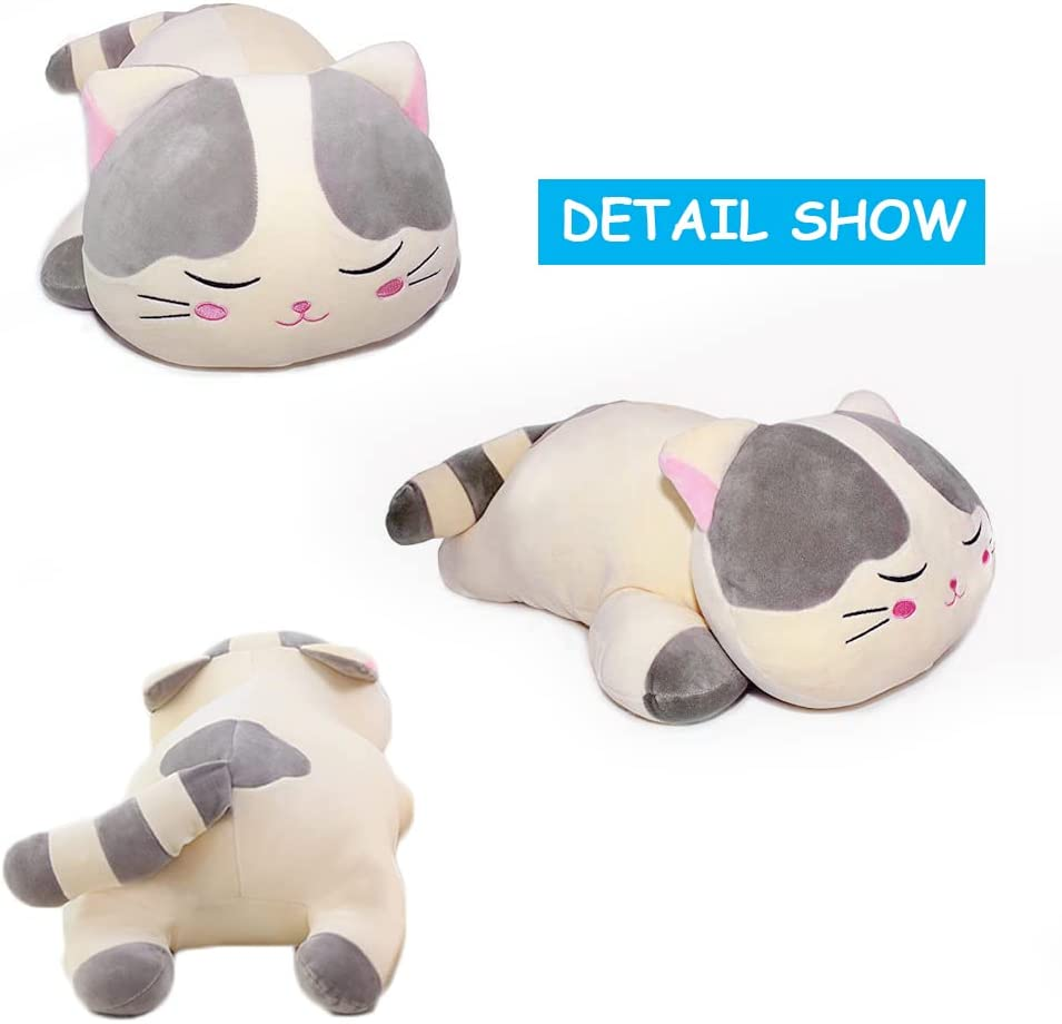 Bettli 23.5" Very Soft Cat Big Hugging Pillow Plush Kitten Kitty Stuffed Animals Gray