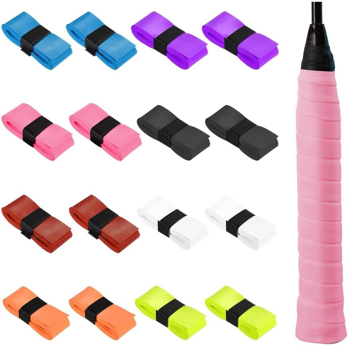 16 Pcs Tennis Racket Grip Tape, Colorful Sticky Grip Tape for Handles, Precut Anti-Slip Tennis Grip Tape for Tennis Pickleball Squash Badminton image number 1