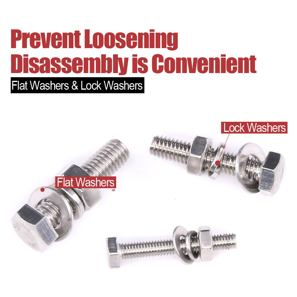 Hilitchi 705-Pcs M3 M4 M5 Hex Hexagon Head Cap Machine Screws Bolts Nuts Flat and Lock Washers Assortment Kit, 304 Stainless Steel, 8 to 20Mm Length, Full Thread image number 3