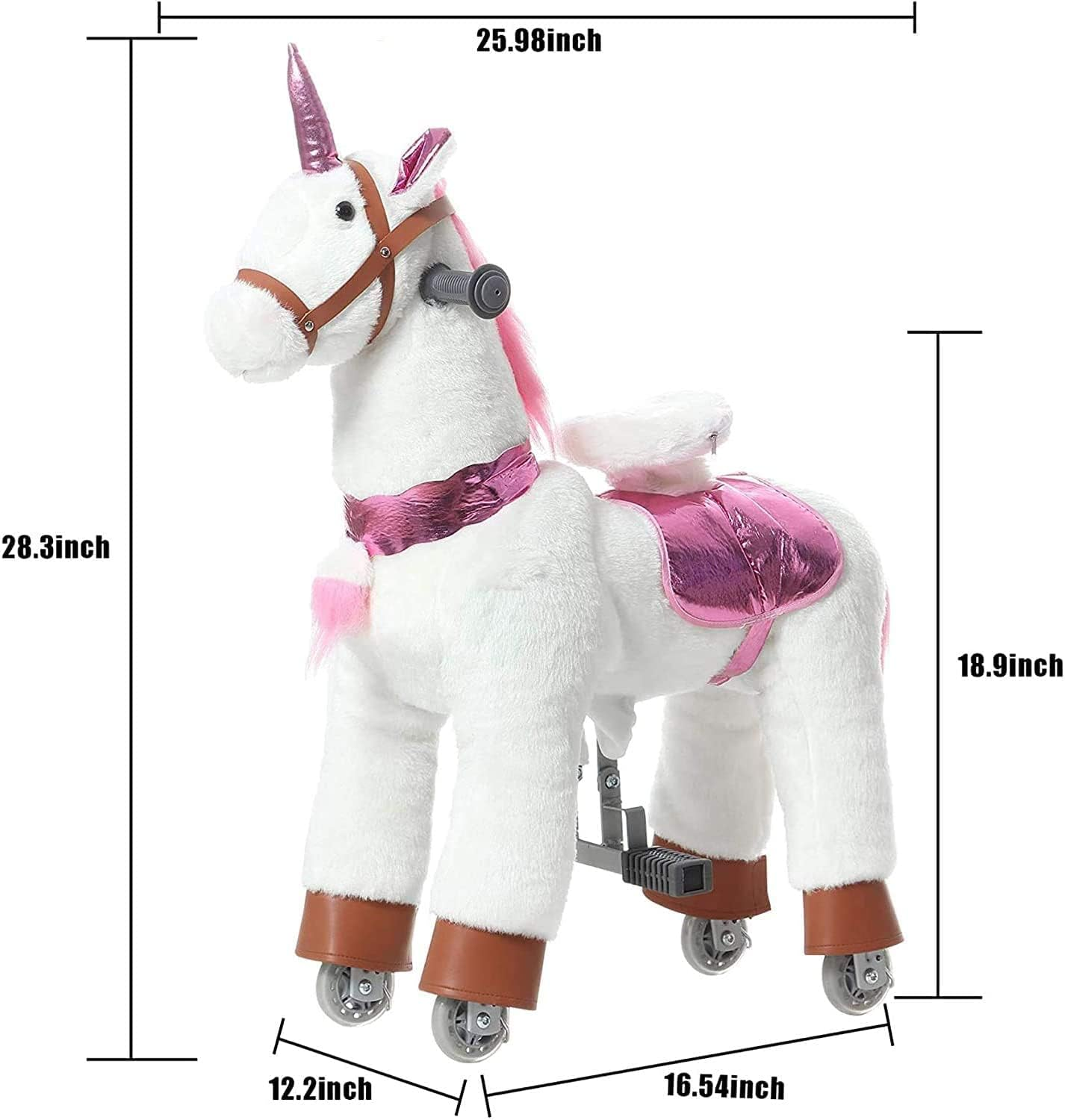 SWAGITLOUD PONYEEHAW Walking Horse Ride on Toy Plush Animal Pink Unicorn Small Size for Ages 3-6 Years image number 4