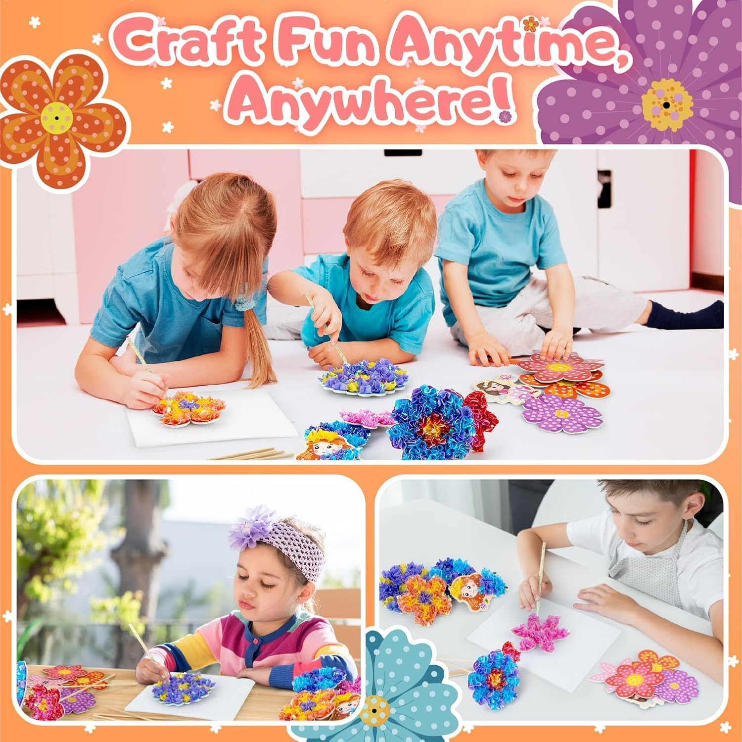 Arts and Craft Kits for Kids Poke-In Art Gifts for 4 5 6 7 8 Year Old Girls Birthday Presents Kid Craft Activity Party Favors Supplies Educational Toys Flower Gifts for Girls Toys Age 4-12 image number 5