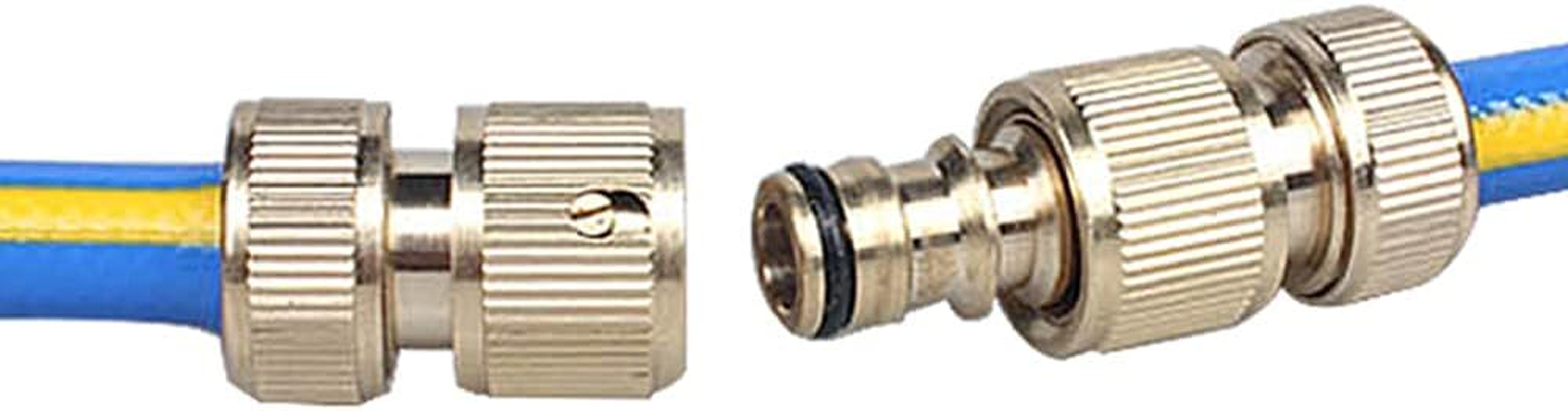 5PCS Brass Garden Hose Connectors, Garden Hose Tap Connector Pipe Fittings Kit, 2 Hose 1/2" End Quick Connect, 2 Hose Tap Connector 1/2'' and 1 Double Male Connector for Join Garden Hose Pipe image number 4