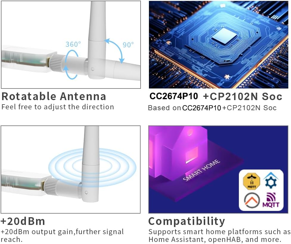 SMLIGHT SLZB-07P10 Zigbee 3.0 Coordinator Thread/Matter Mini USB Adapter Works with Zigbee2Mqtt, Home Assistant, ZHA image number 6