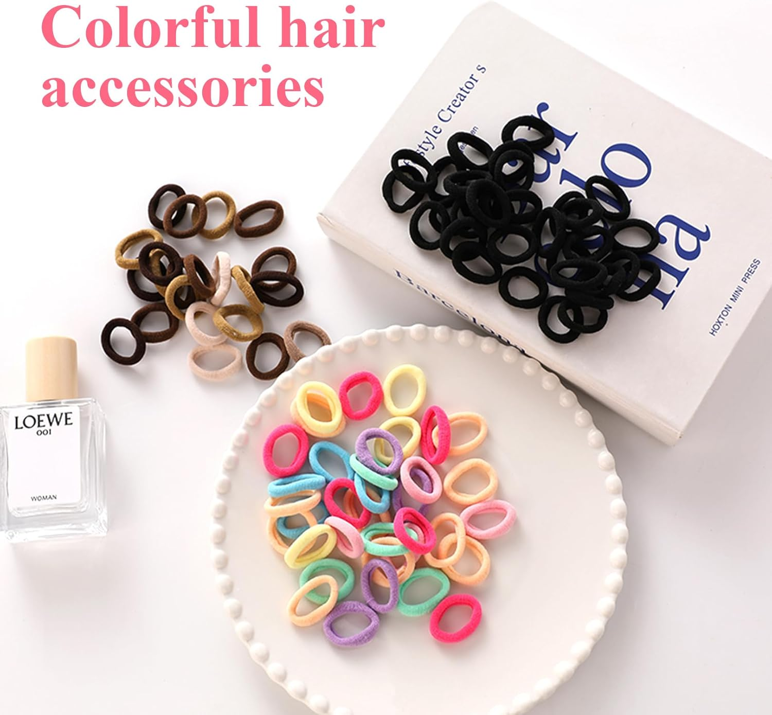 Pack of 400 Hair Bobbles, Mini Hair Bands, Rubber Bands, No Damage Hair Elastics, Colourful Hair Accessories, Girls Durable Hair Clips, for Toddlers, Children and Girls image number 4