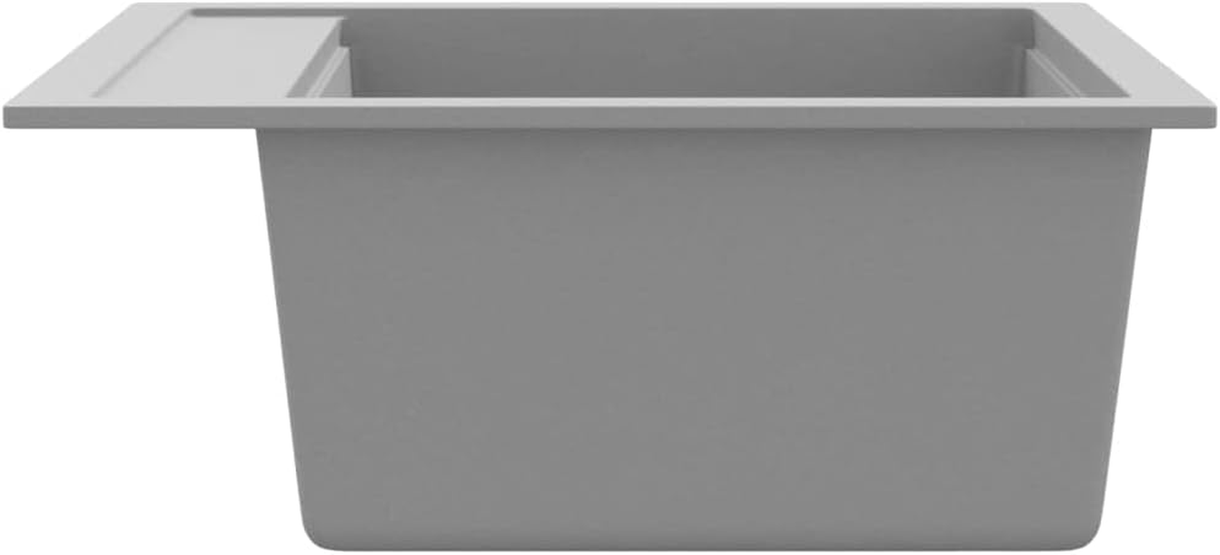 Vidaxl Single Basin Kitchen Sink &ndash; Grey, Granite Material, Heat and Scratch Resistant, Includes Debris Basket Strainer image number 6