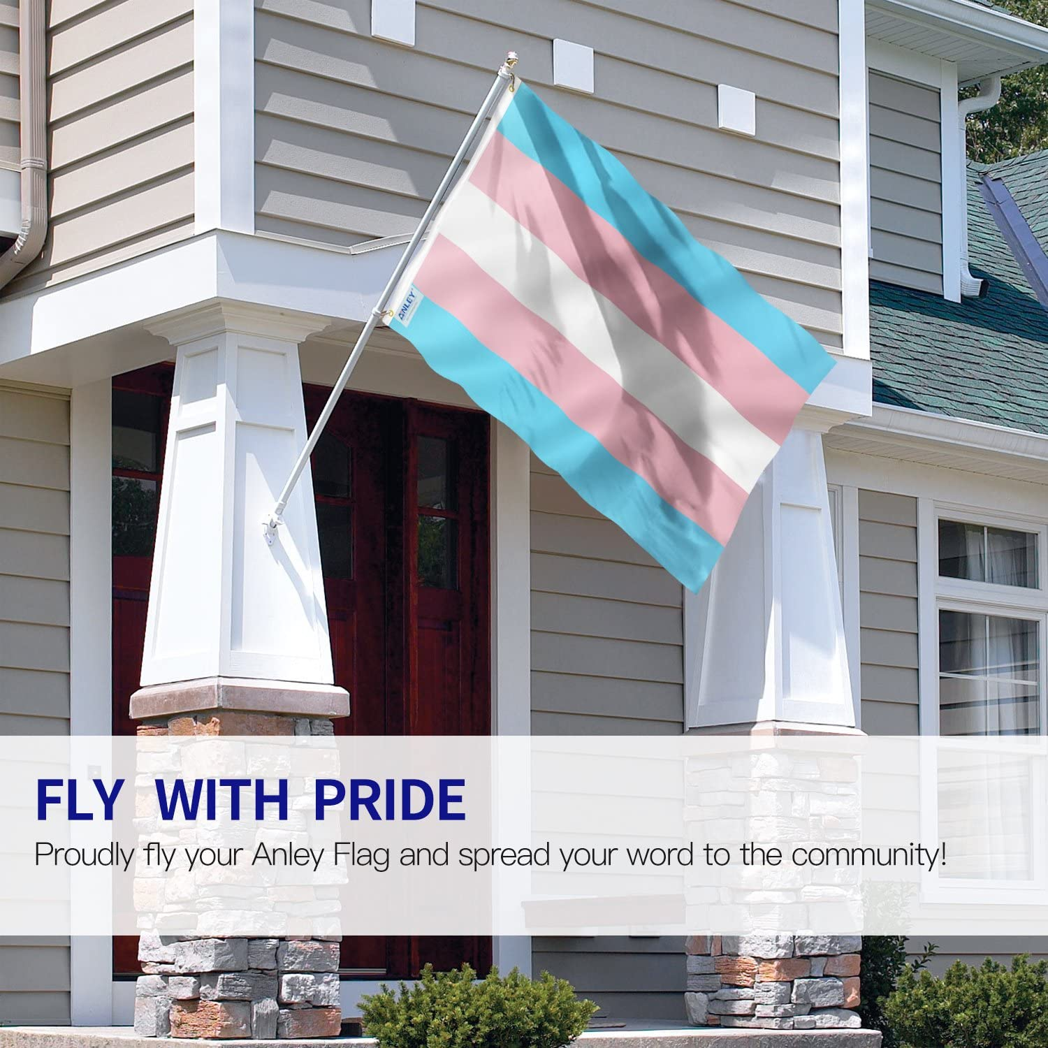 ANLEY [Fly Breeze] 3X5 Foot Transgender Flag - Vivid Color and UV Fade Resistant - Canvas Header and Double Stitched - Pink Blue Rainbow Flags Polyester with Brass Grommets 3 X 5 Ft image number 4