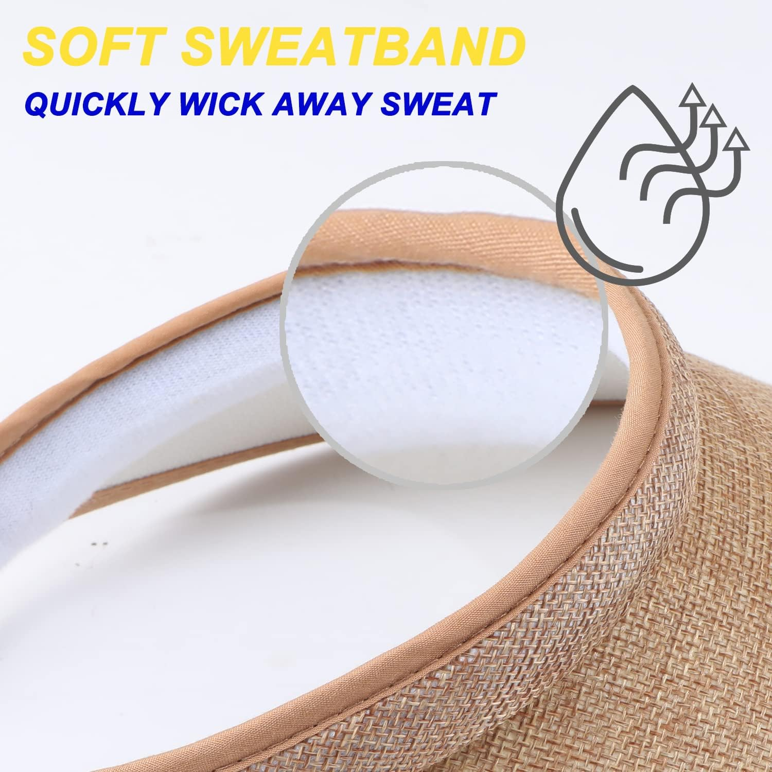 MULIMU 4-Pack Women Wide Brim Sun Visor UV Protection UPF50+ Hat Golf Visor with Clip - Blackwhitekhakbeige image number 5