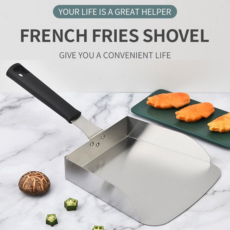 AIMALL 15.2 Inch Stainless Steel Flat Bottom Food Shovel with Comfortable Handle, Versatile Spatula for French Fries, Popcorn, Flour, Nuts, and Rice Scooping image number 4