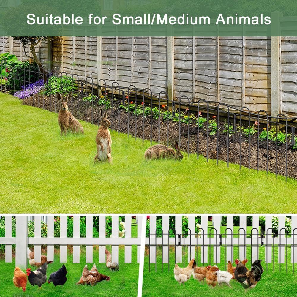 TOMVAES Garden Animal Barrier Fence,10 Pack Decorative Garden Fence, Rustproof Metal Wire Garden Border Fence, Dog Rabbits Ground Stakes Fence for Garden Patio, 30.5X42.5Cm