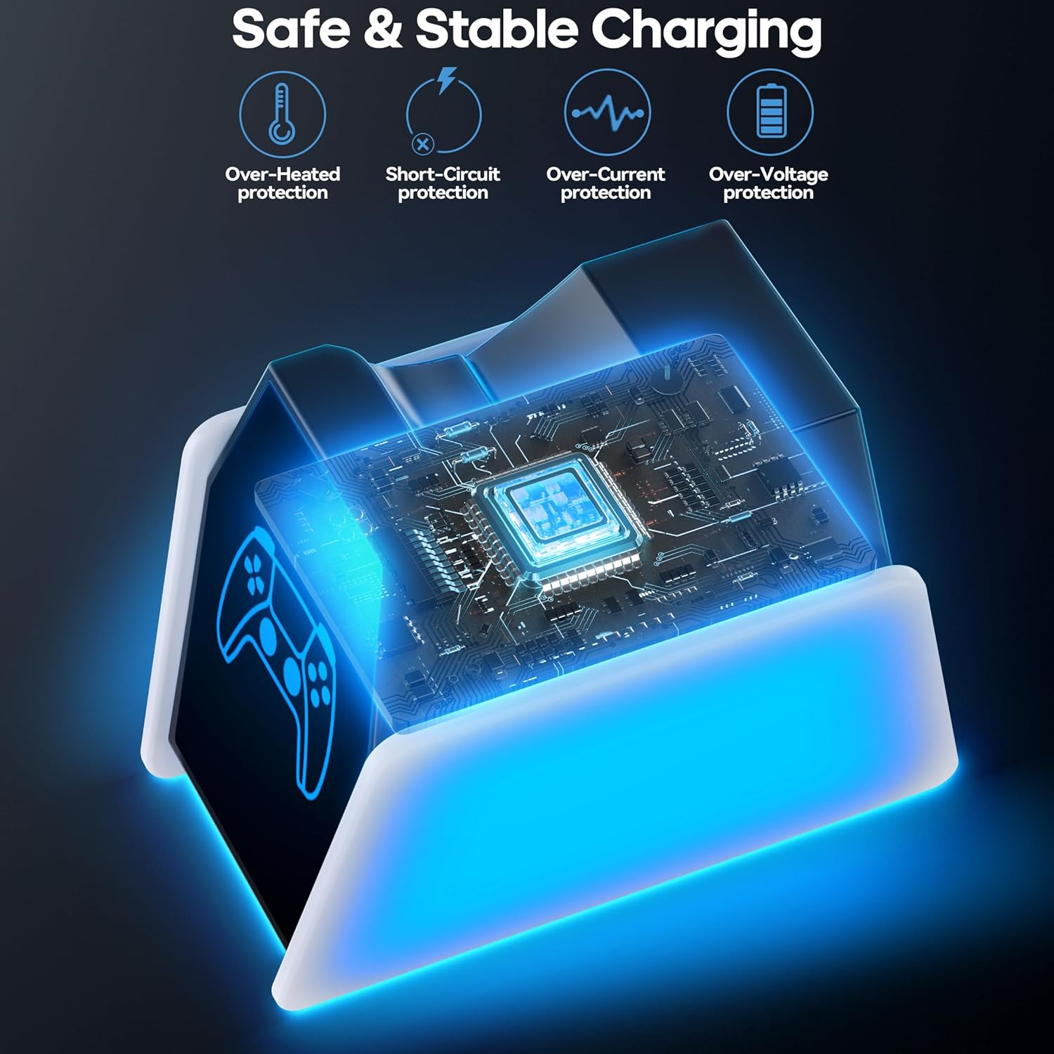 PS5 Controller Charger, Single PS5 Charging Station Compatible with Dualsense & Edge Controller, Solo Charger with LED Indicators, Fast PS 5 Charging Dock, PS5 Accessories image number 5