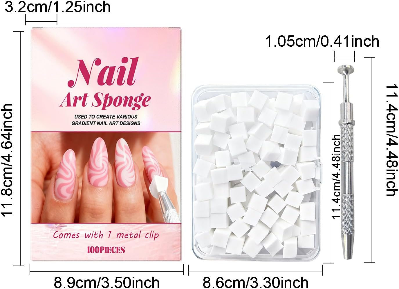 Nail Sponges for Art - Soft Square Beauty Tools with Grabbing Pen - Small Nail Sponge | for Foot Spa Grooming Party Summer Winter Holiday Wedding Bridal