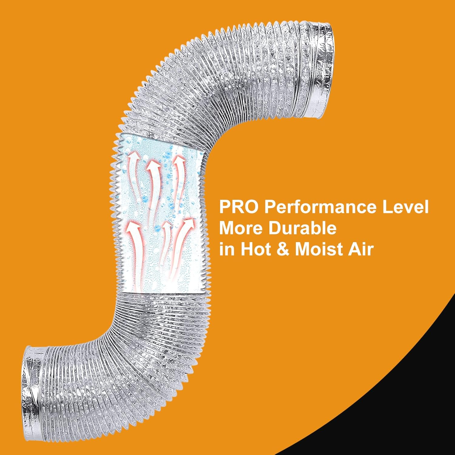 Heavy Duty 4"Flexible Dryer Vent Exhaust Duct Hose 6 Feet, Extra Thick(6-Ply) Aluminum Foil HVAC Ducting Kit with 4 Clamps image number 1