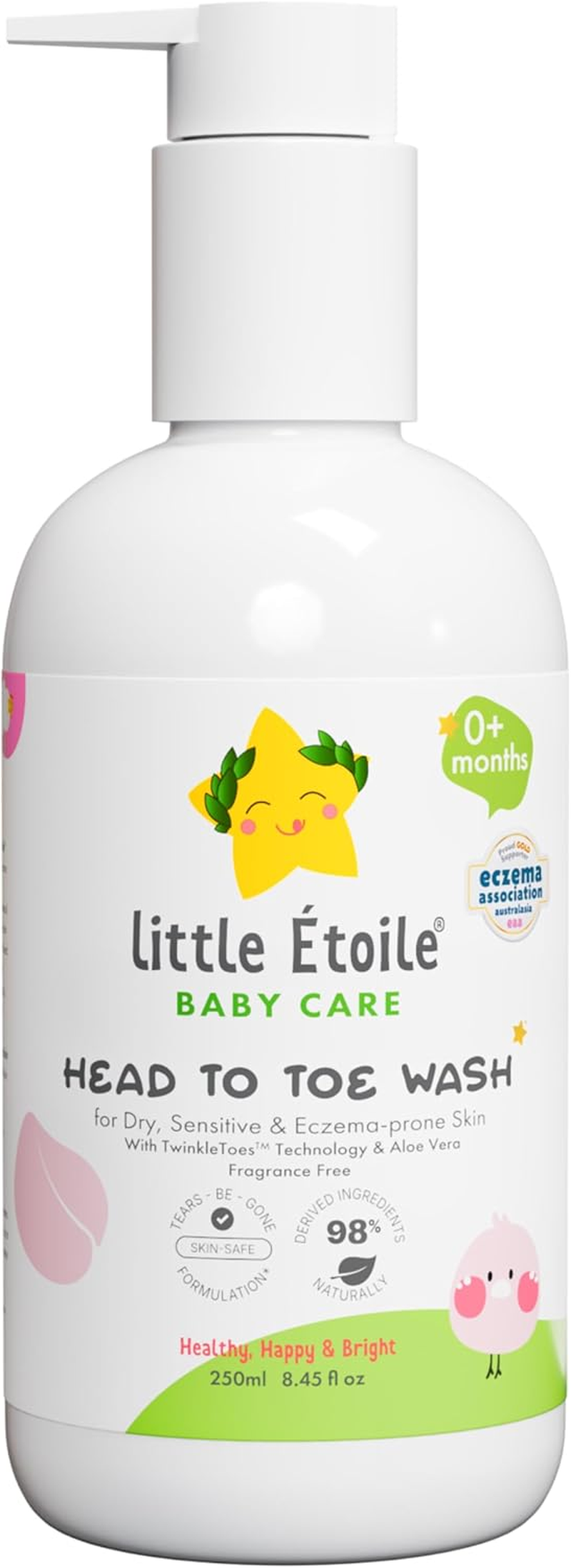 Little &Eacute;toile Gentle Head-To-Toe Baby Body Wash | 2-In-1 Hair & Body Cleanser for Delicate Skin | Hypoallergenic, Sulphate-Free | Made in Australia (Eczema-Prone Skin, 250Ml) image number 6