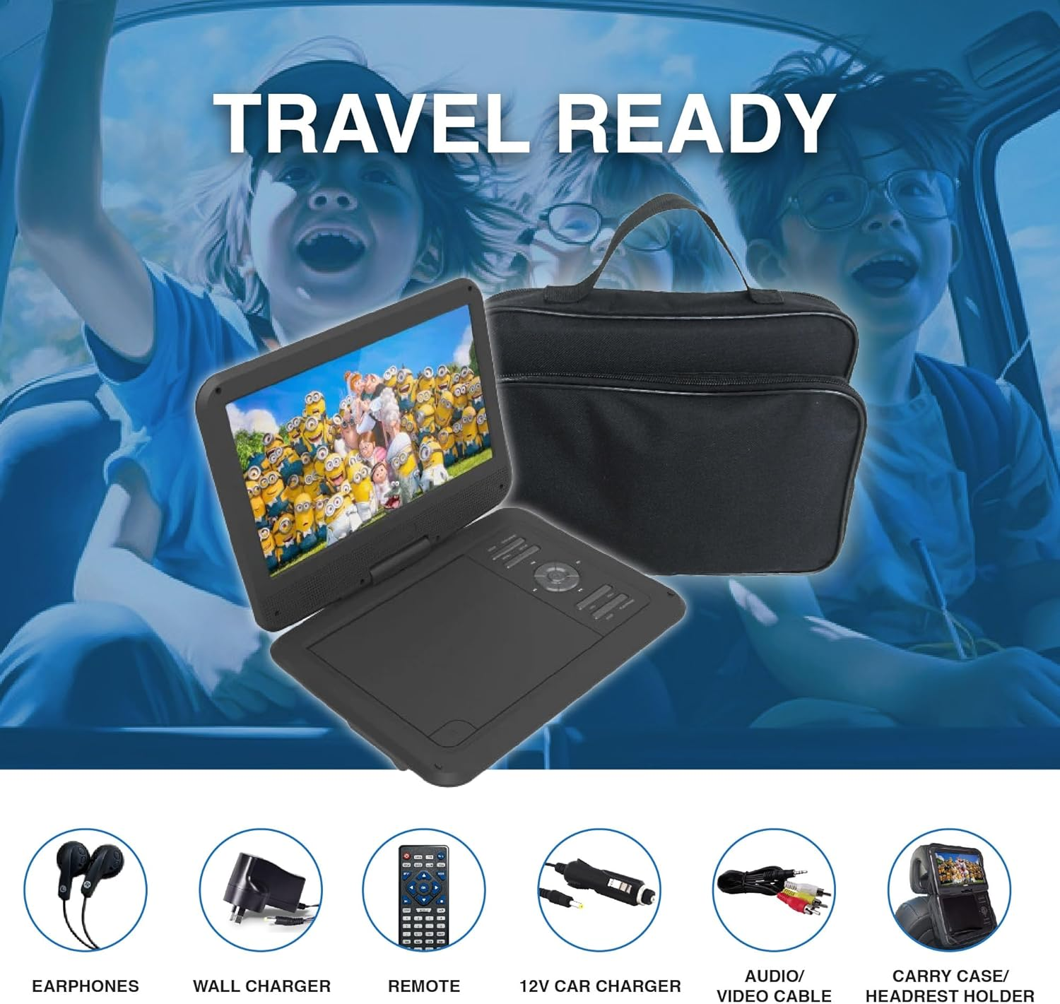 Laser 10&rdquo; Portable DVD Player with Anti-Skip Technology, Large Lithium Battery, and 180&deg; Swivel Screen for On-The-Go Entertainment image number 6