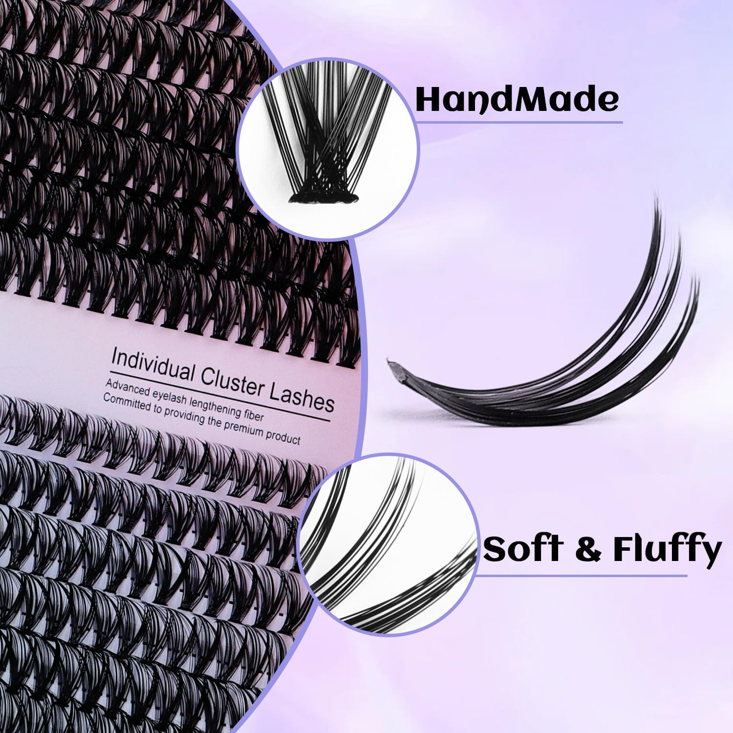 Cluster Lashes 280PCS Wispy Lash Clusters 30D/40D Curl Mixed Tray Extension Lash Clusters Individual Lashes Soft DIY Eyelash Extensions Mixed Tray Eyelash Clusters Natural Look image number 2