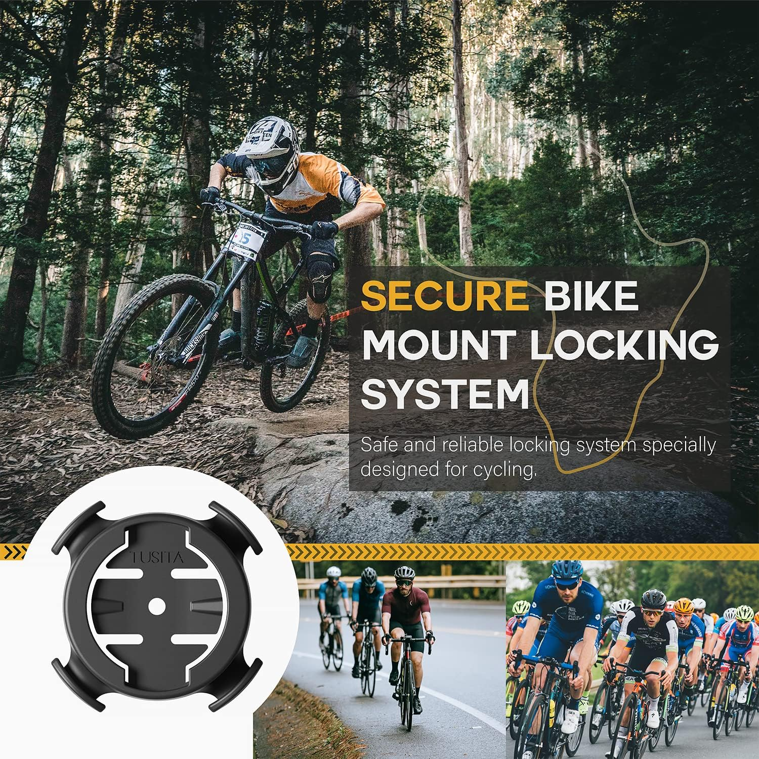 TUSITA 2 in 1 Bike Mount Quick Release, Quarter Turn Compatible with Garmin Edge GPS Computer, Iphone 14 13 12 Pro Max, Samsung Galaxy Note 20 S21 Ultra All 4.7"-6.9" Phones - Cycling Accessories image number 5