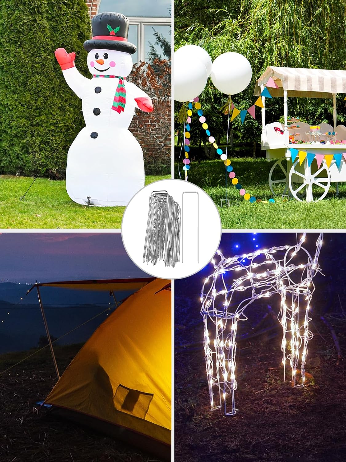 100-Pack 6 Inches Heavy Duty 11 Gauge Galvanized Steel Garden Stakes Staples Securing Pegs for Securing Weed Fabric Landscape Fabric Netting Ground Sheets and Fleece image number 6