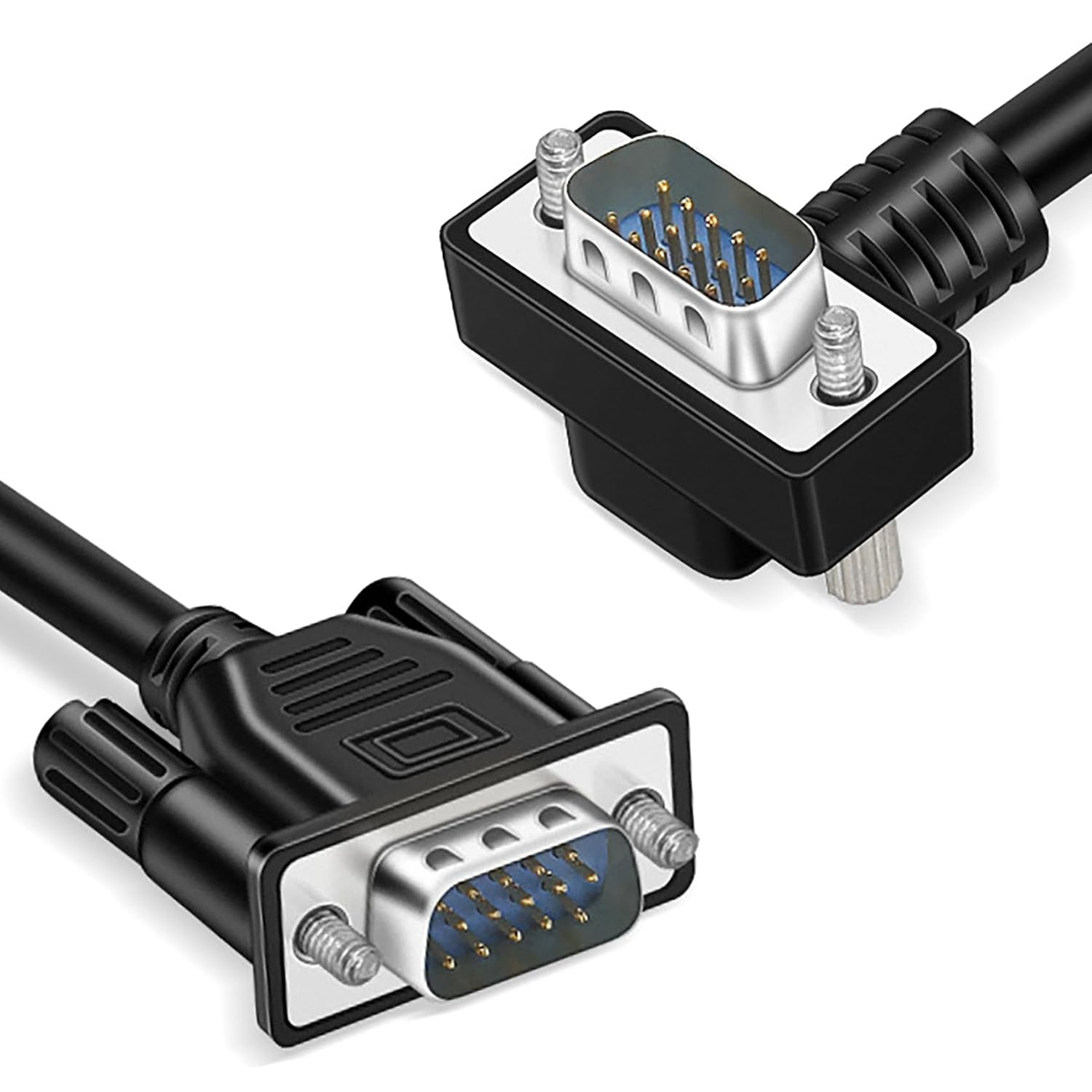 Tunghey 90 Degree Right Angle VGA Cable, down Angle VGA Male to VGA Male Cable 1080P Full HD Computer Monitor Cable for Computer PC Laptops TV Projectors (1.5M)